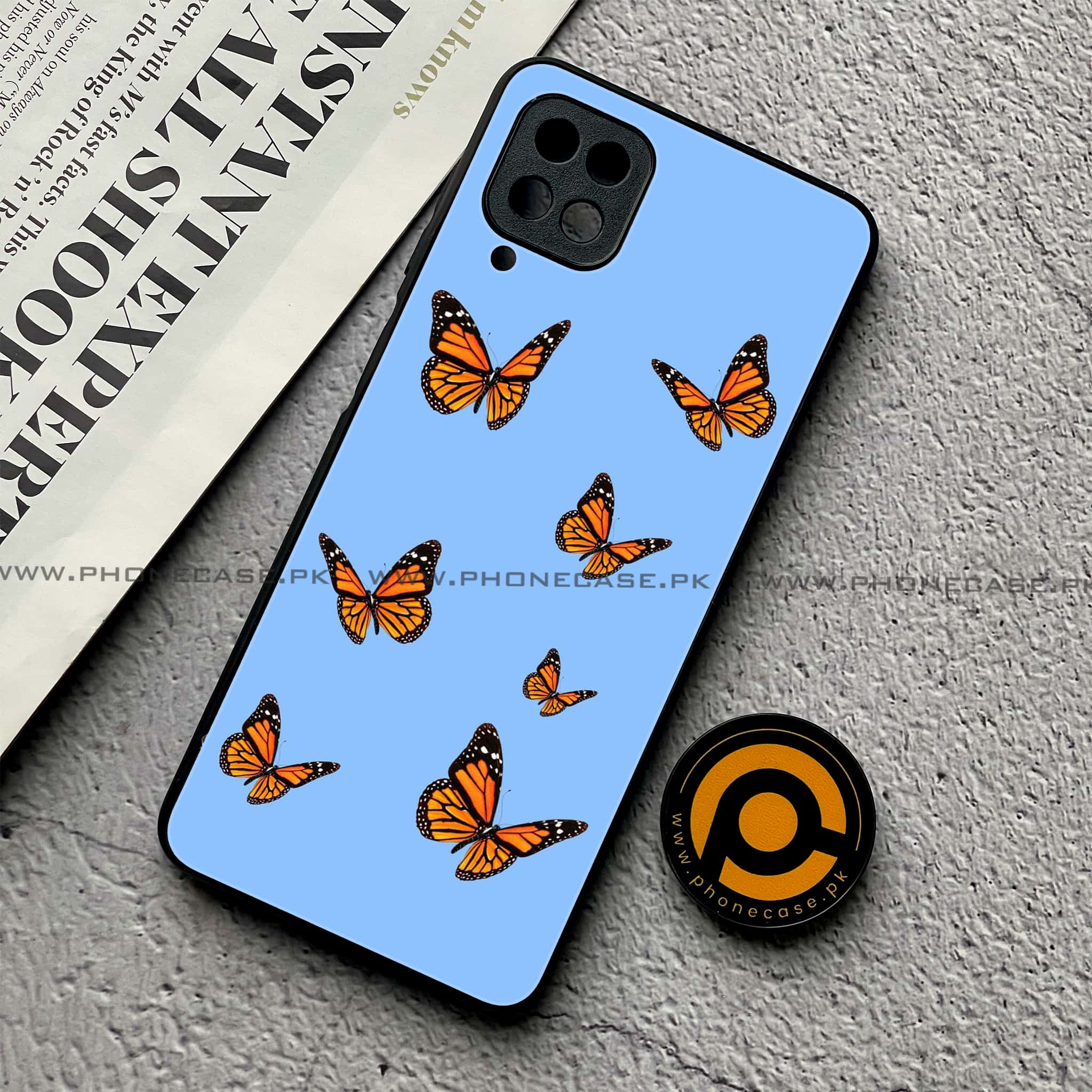 Samsung Galaxy A12 / A12 Nacho - Butterflies Design Series - Premium Printed Glass soft Bumper shock Proof Case