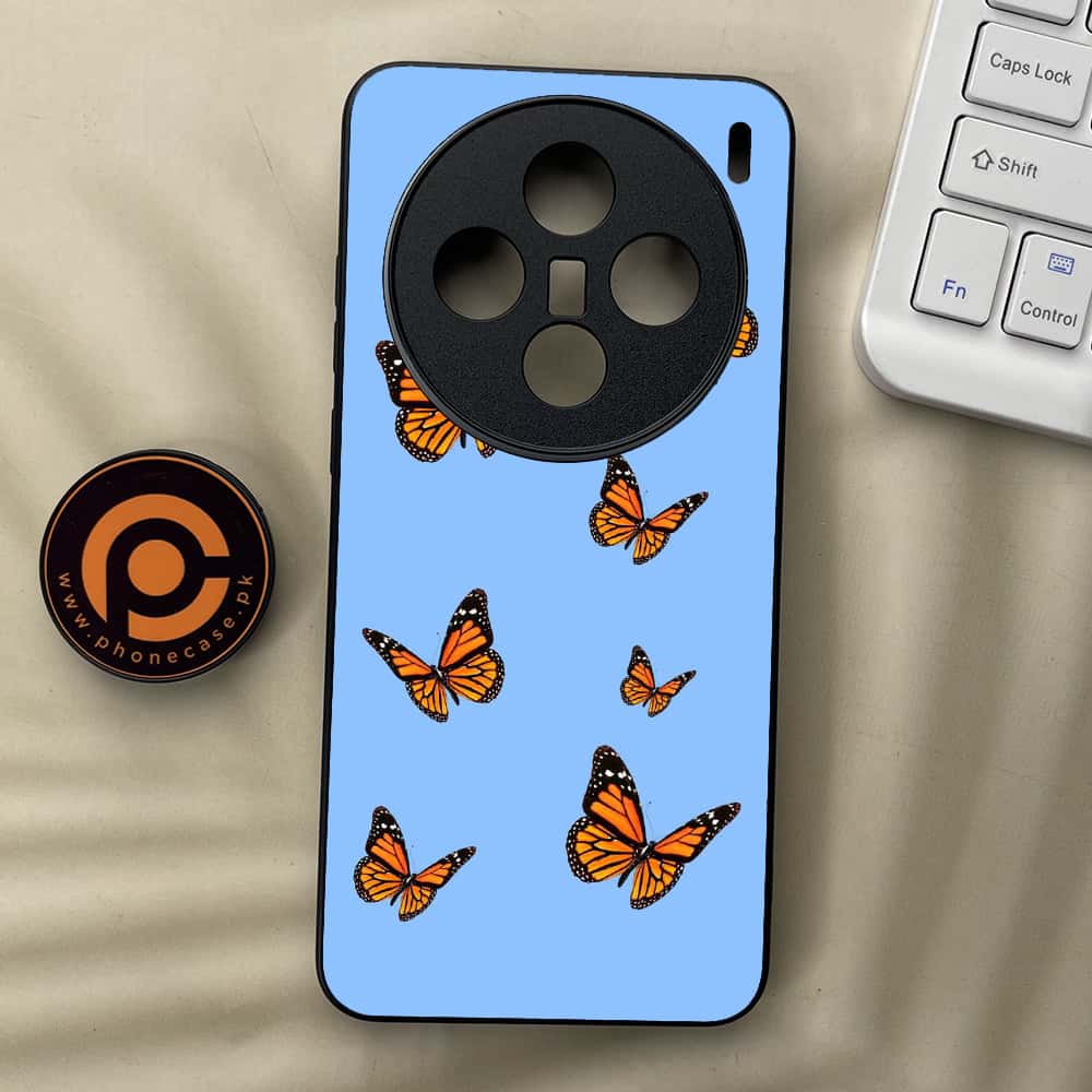 Vivo X200 - Butterflies Design Series - Premium Metal  Printed soft Bumper shock Proof Case
