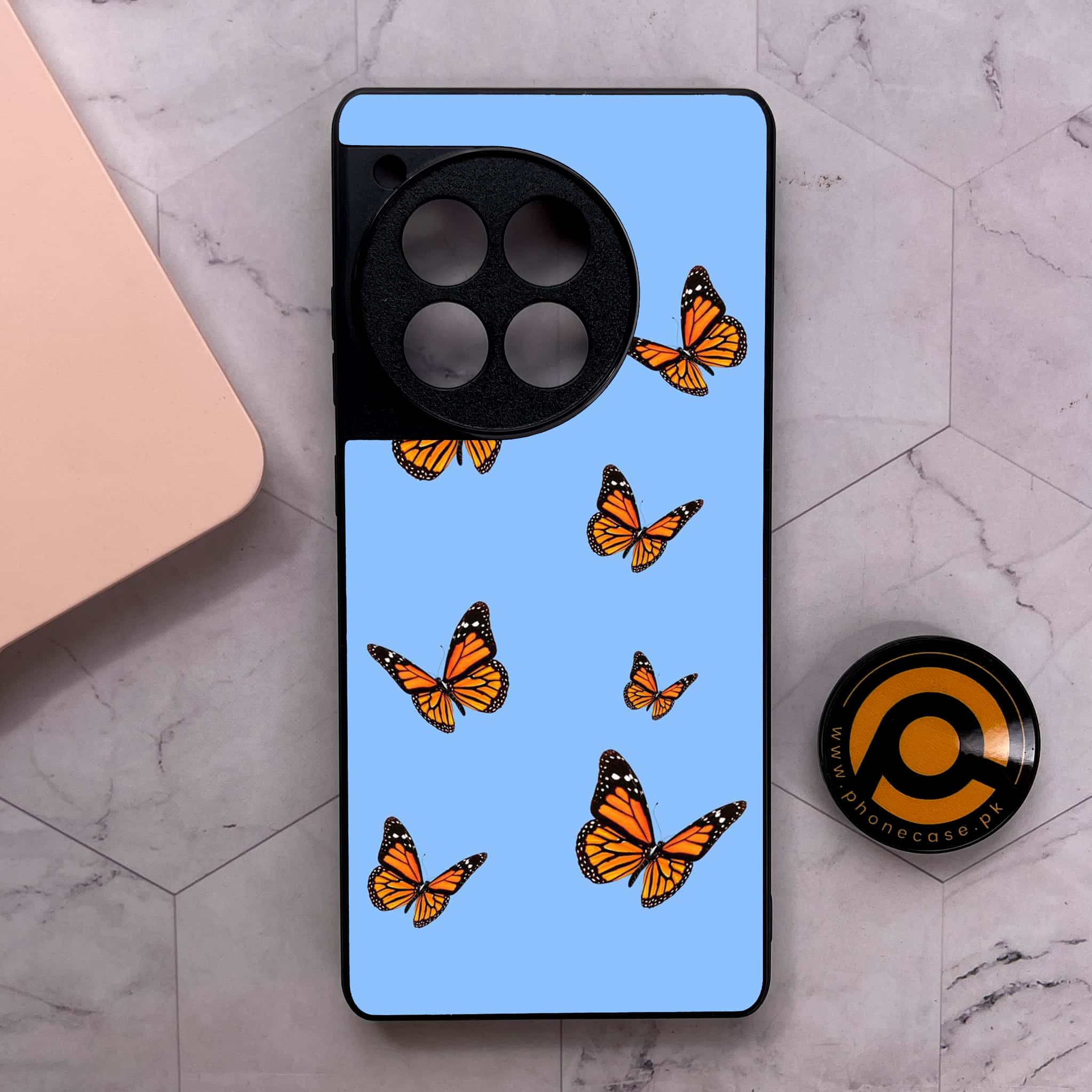 OnePlus 12R - Butterflies Design Series - Premium Metal Printed soft Bumper shock Proof Case