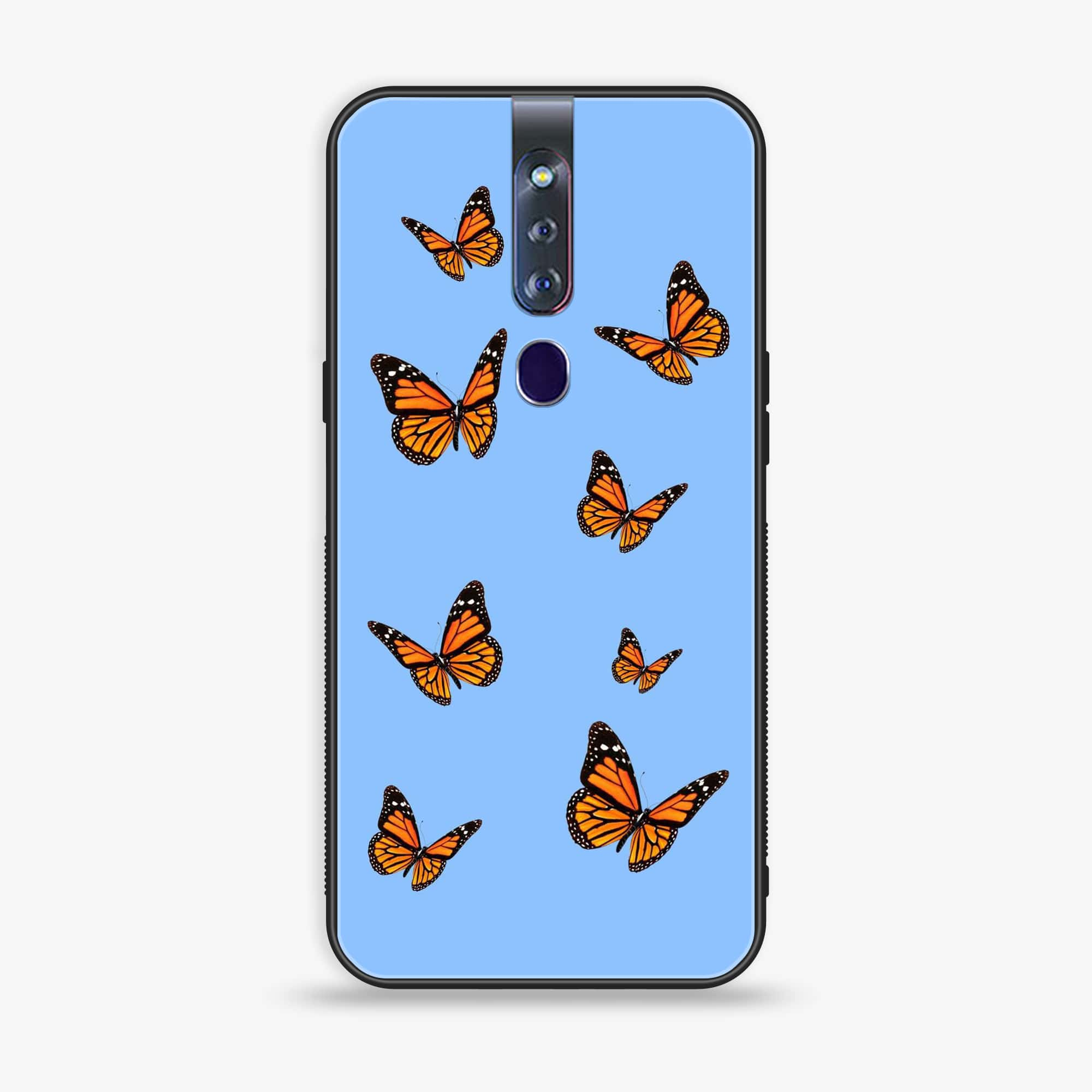 Oppo F11 Pro Butterflies Design Series Premium Printed Glass soft Bumper shock Proof Case