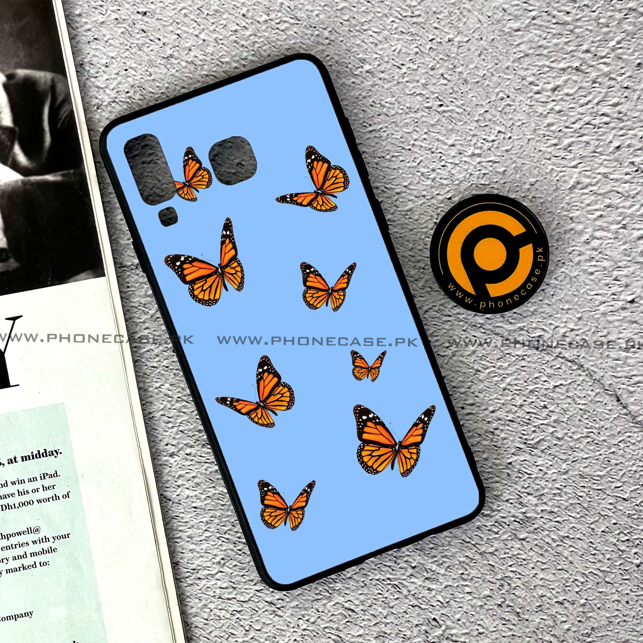 Samsung Galaxy A8 Star(A9 Star) - Butterflies Design Series - Premium Printed Glass soft Bumper shock Proof Case