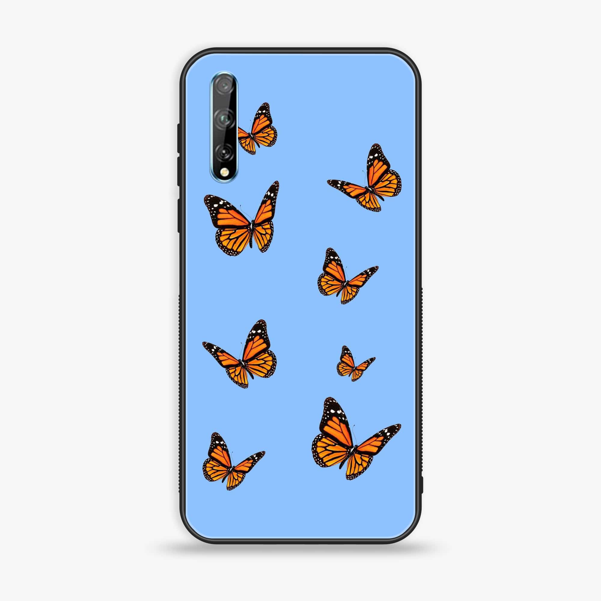 Huawei Y8p - Butterflies Design Series - Premium Printed Glass soft Bumper shock Proof Case