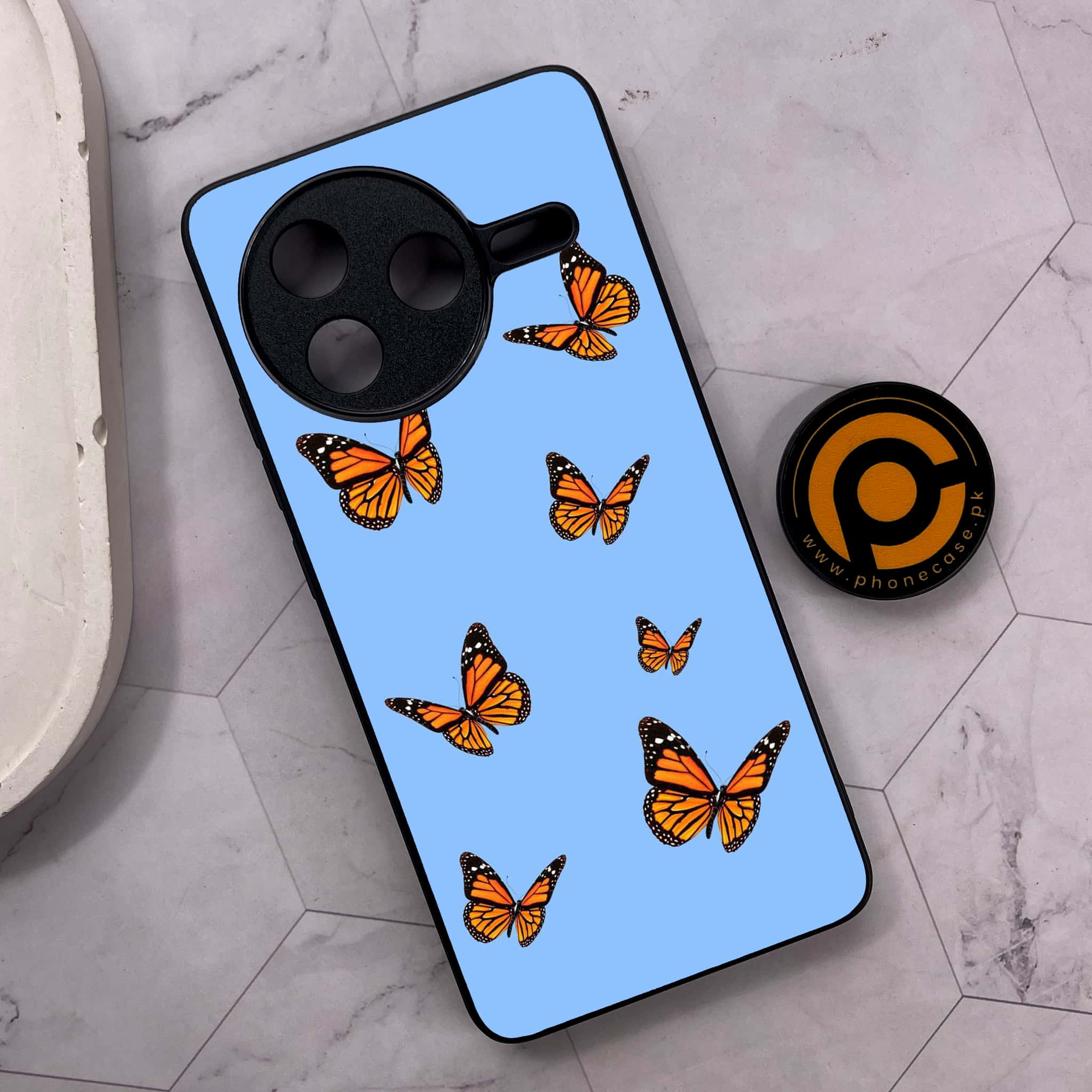 Xiaomi Poco F7 Pro 5G - Butterflies Design Series - Premium Metal Printed soft Bumper shock Proof Case