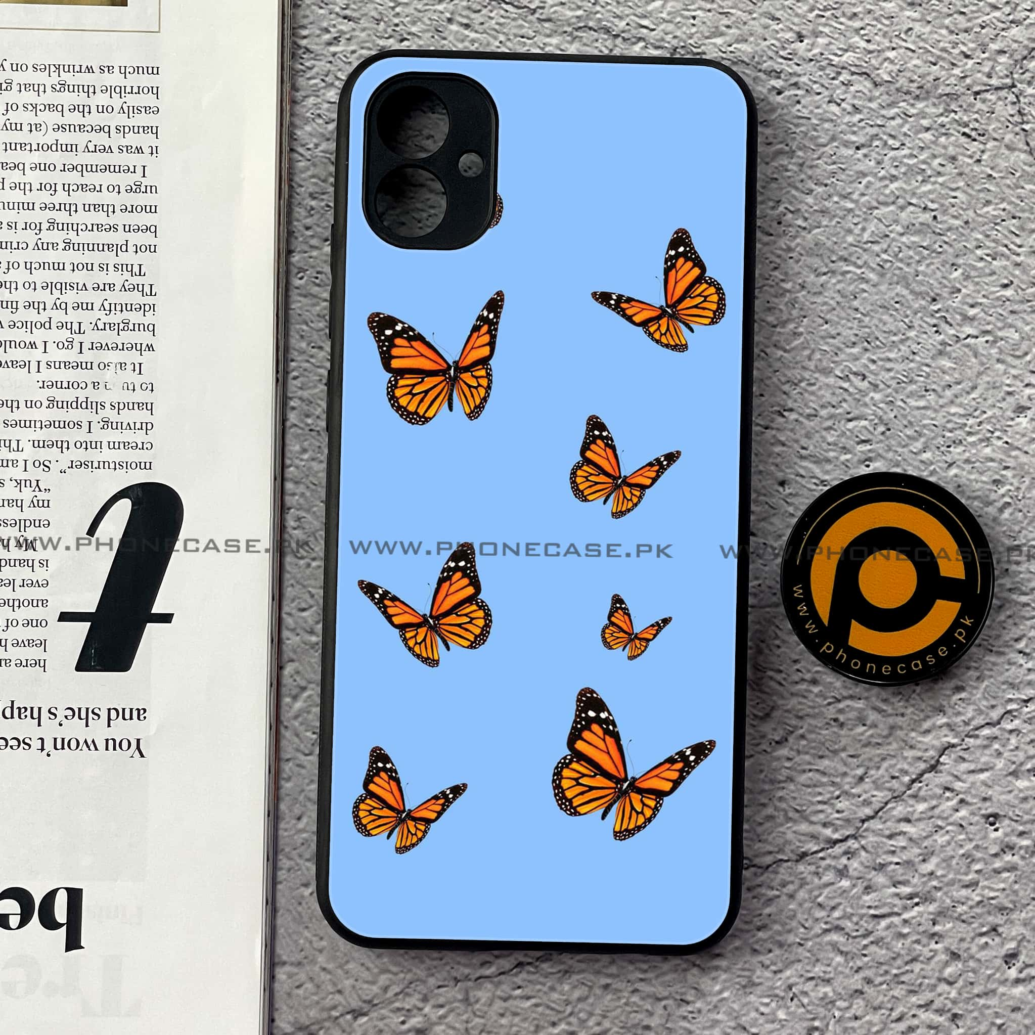 Samsung Galaxy A04e - Butterflies Design - Premium Printed Glass soft Bumper shock Proof Case