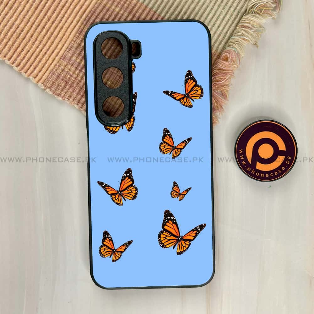 Infinix Hot 60i - Butterflies Design Series - Premium Metal Printed soft Bumper shock Proof Case