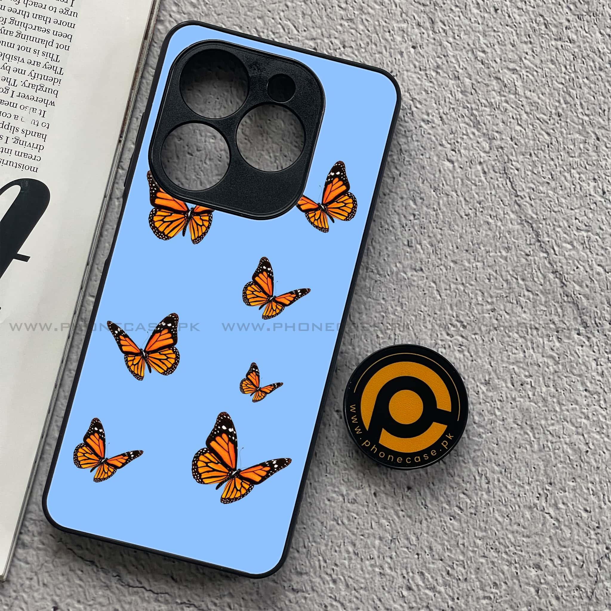 Infinix Smart 8 - Butterflies Design Series - Premium Metal Printed soft Bumper shock Proof Case