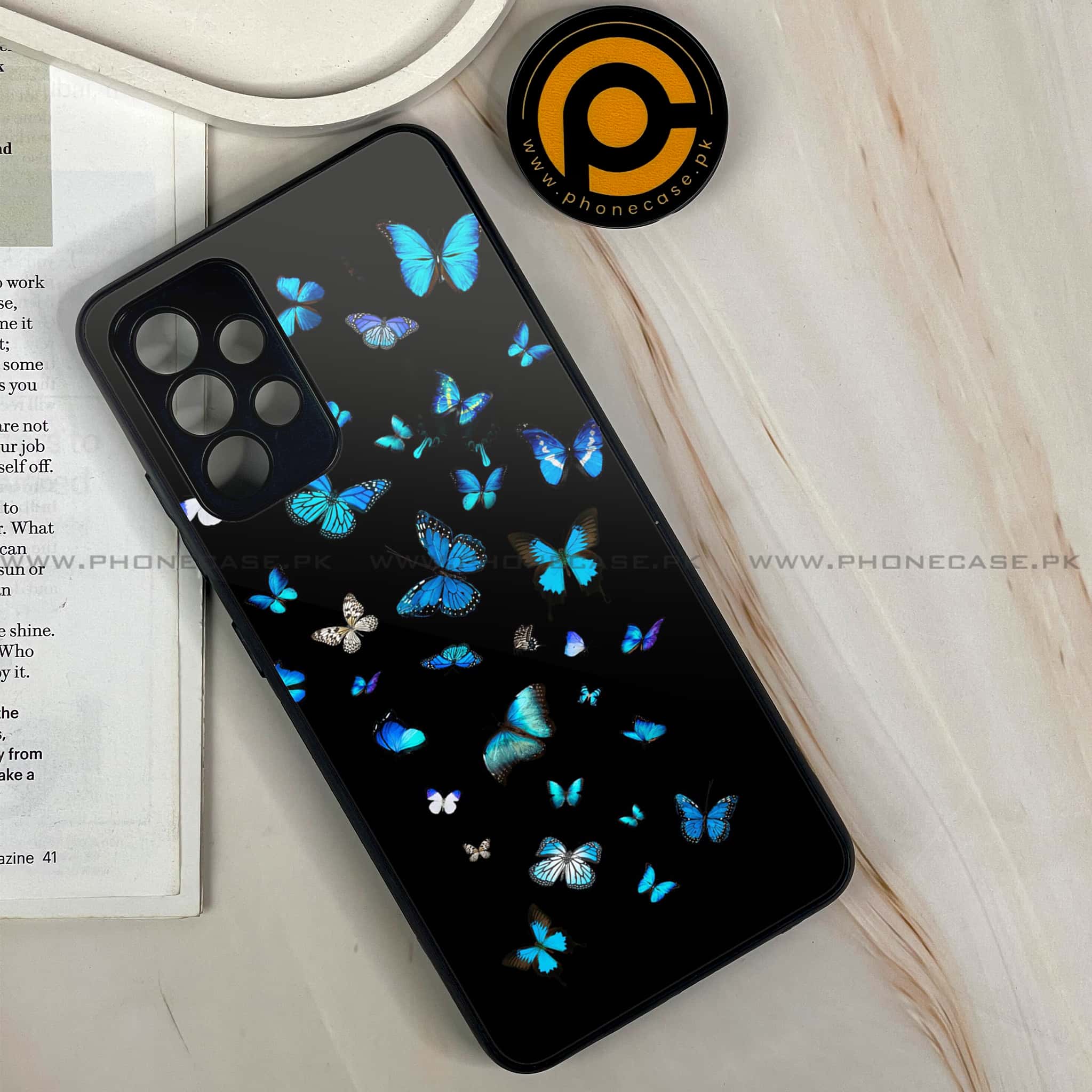 Galaxy A32 - Butterflies Design Series - Premium Printed Glass soft Bumper shock Proof Case