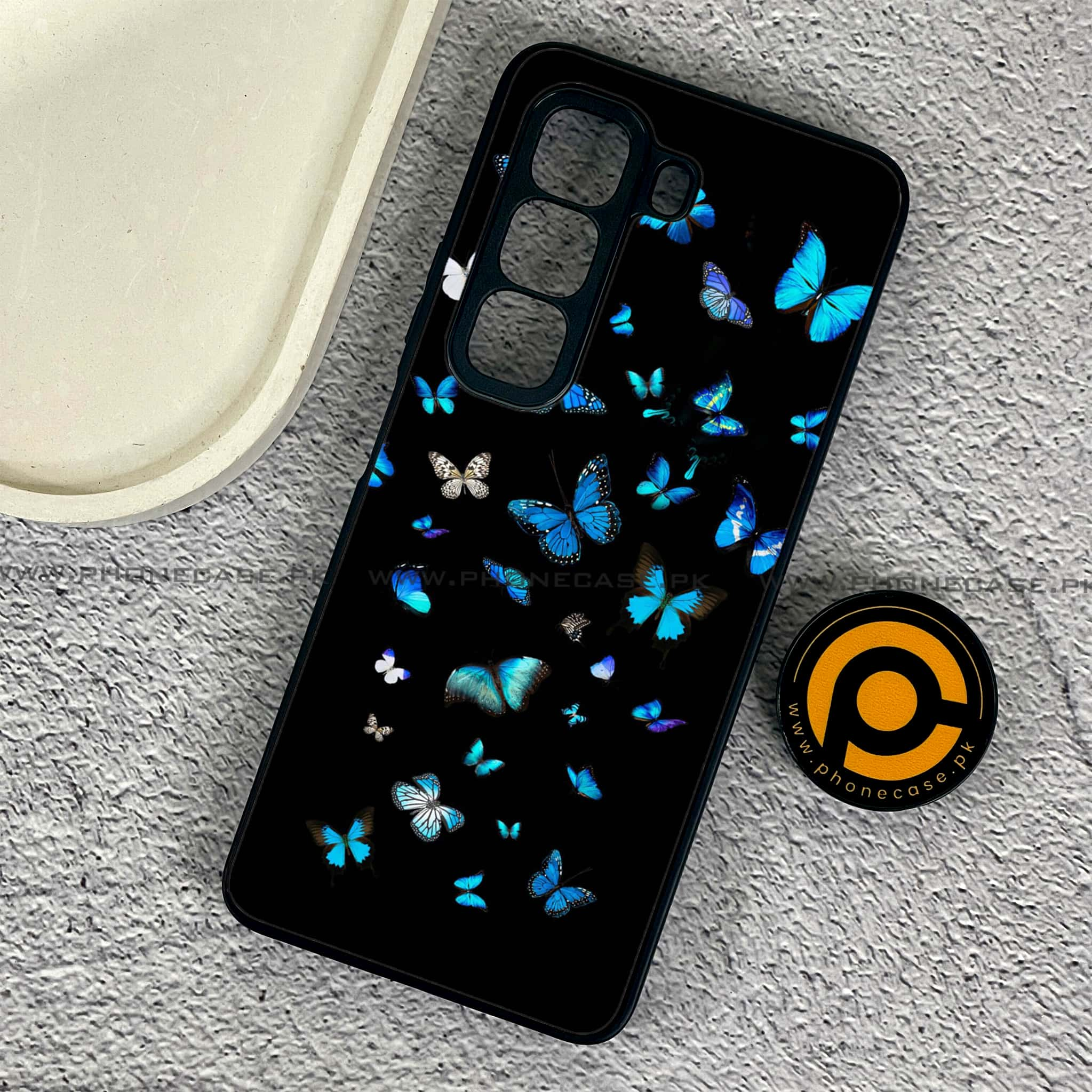 Infinix Hot 50 4G - Butterflies Design Series - Premium Printed Glass soft Bumper shock Proof Case