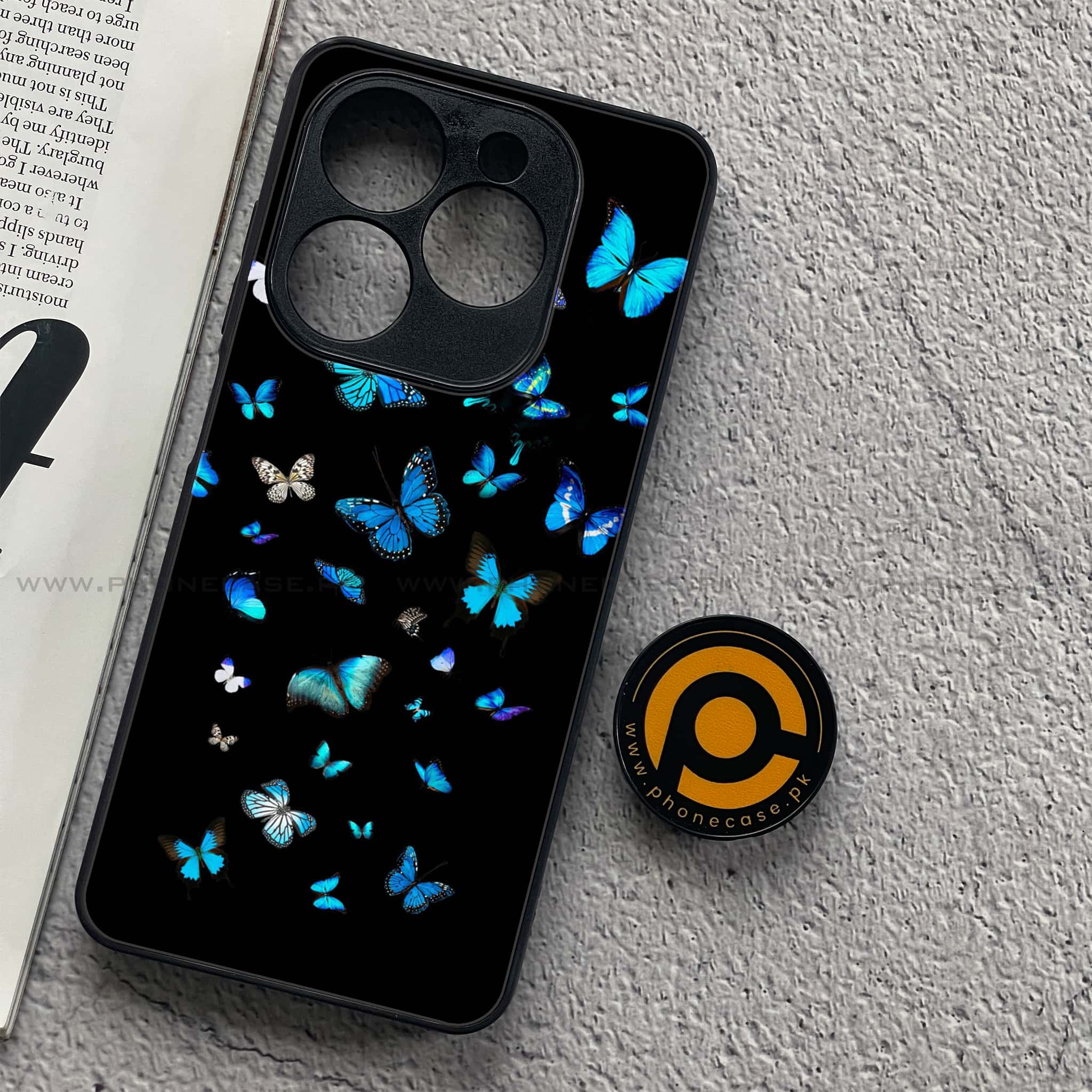 Infinix Smart 8 - Butterflies Design Series - Premium Metal Printed soft Bumper shock Proof Case