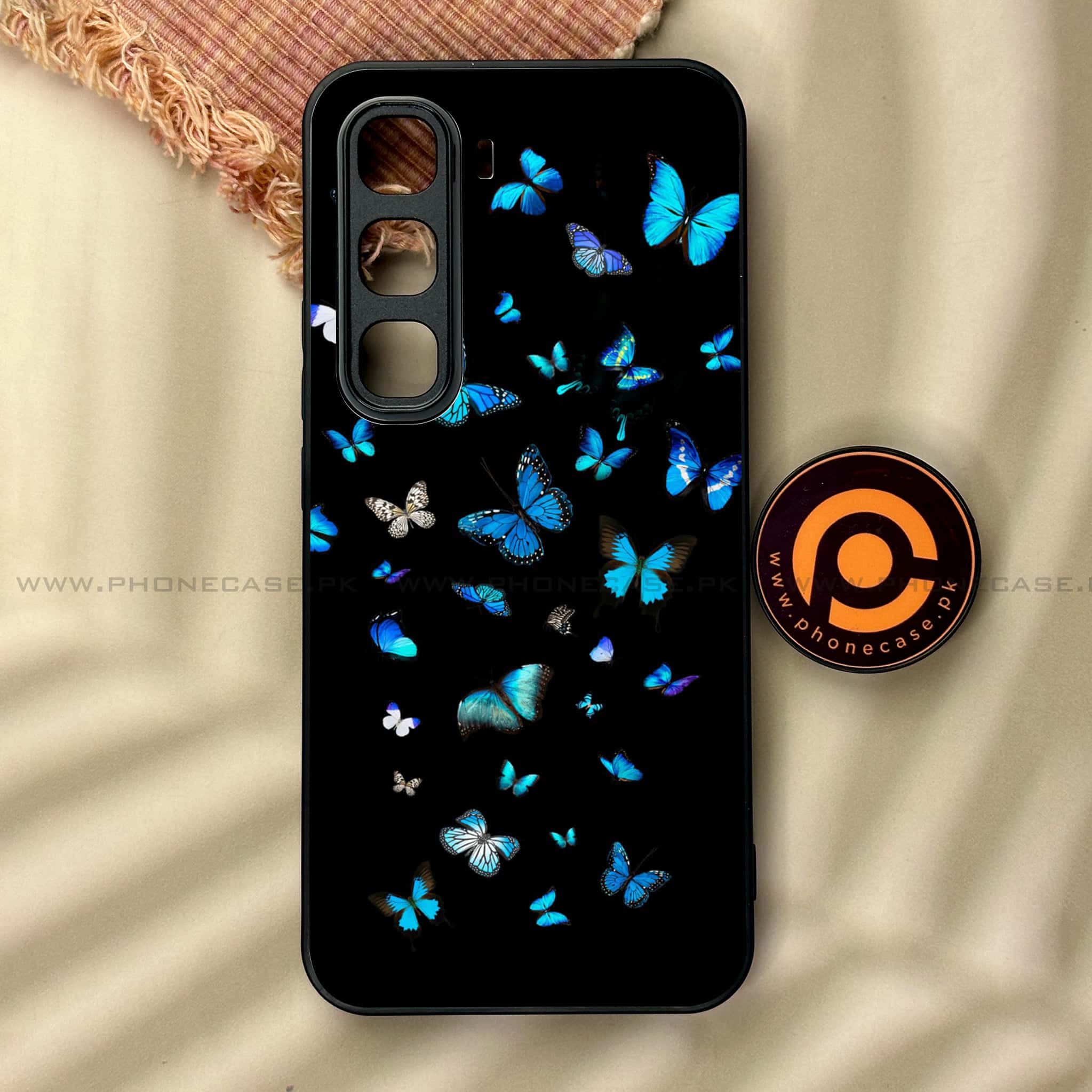 Infinix Hot 60 Pro - Butterflies Design Series - Premium Metal Printed soft Bumper shock Proof Case