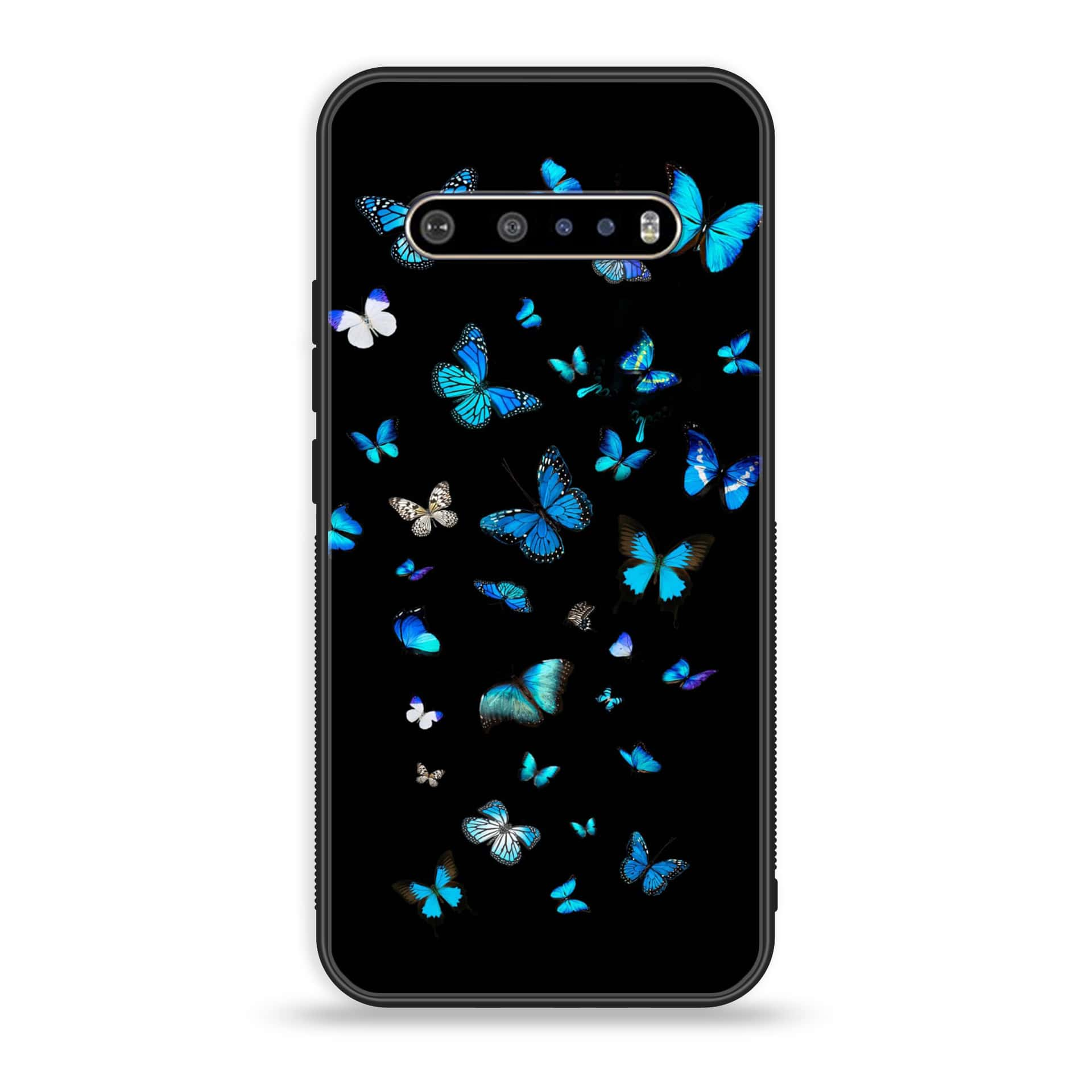 LG V60 Butterflies Design Series Premium Printed Glass soft Bumper shock Proof Case