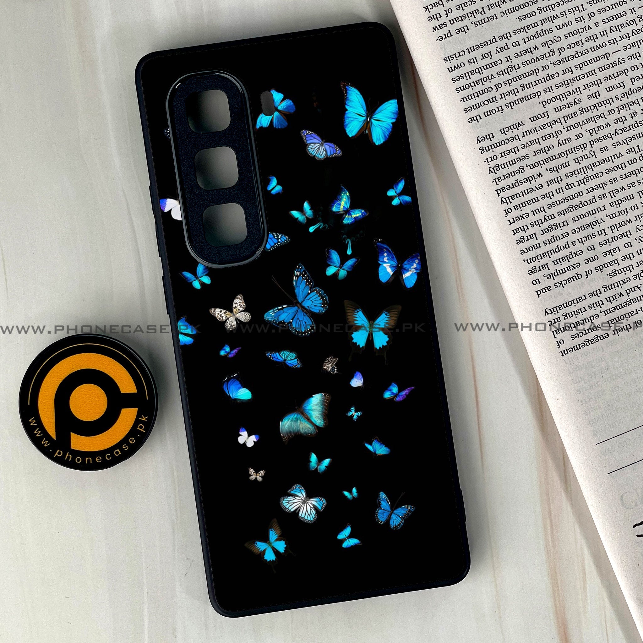 Infinix Hot 60 Pro Plus - Butterflies Design Series - Premium Metal Printed soft Bumper shock Proof Case