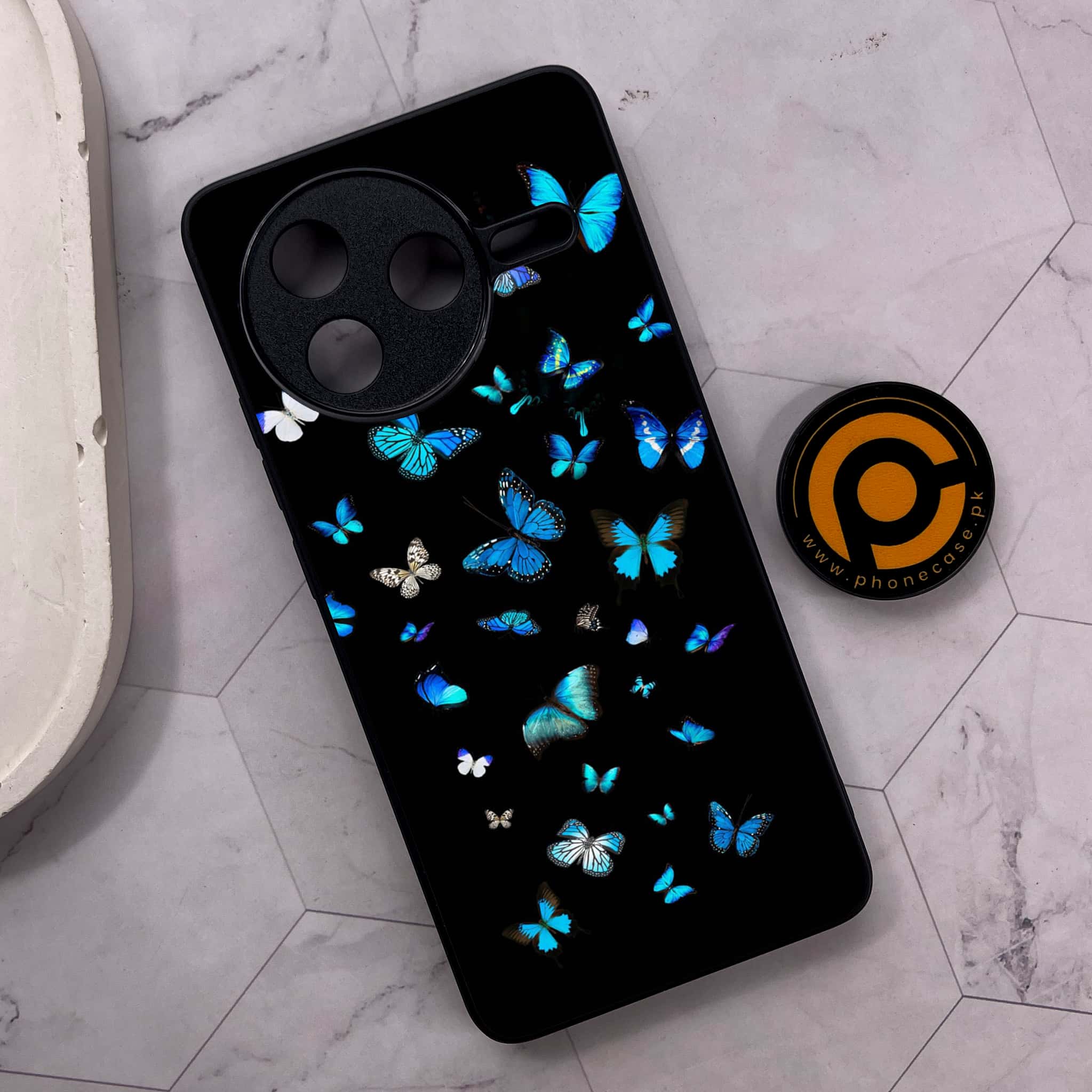 Xiaomi Poco F7 Pro 5G - Butterflies Design Series - Premium Metal Printed soft Bumper shock Proof Case