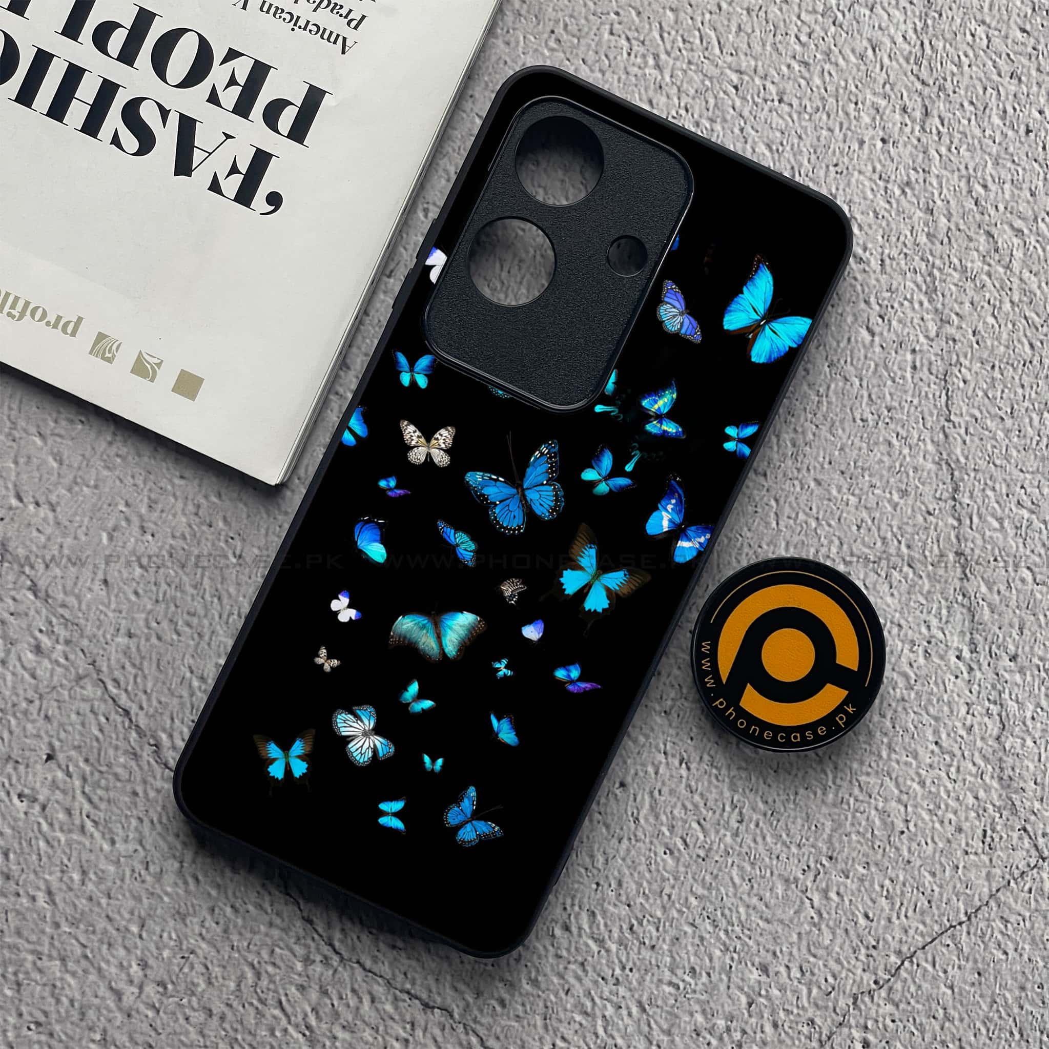 Realme Note 60x - Butterflies Design Series - Premium Metal  Printed soft Bumper shock Proof Case
