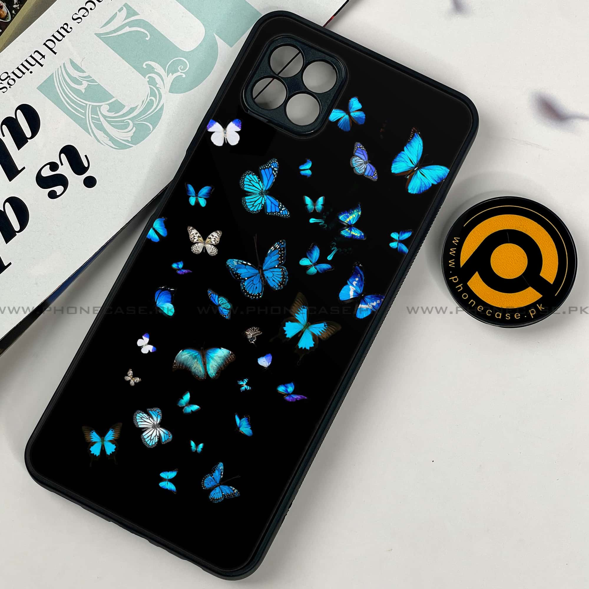 Samsung Galaxy A22 -  Butterflies Design - Premium Printed Metal soft Bumper shock Proof Case