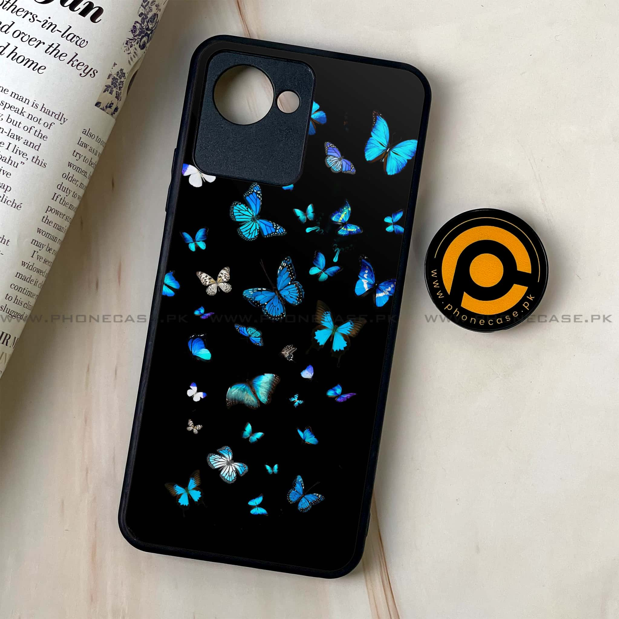 Realme C30 - Butterflies Design Series - Premium Printed Glass soft Bumper shock Proof Case