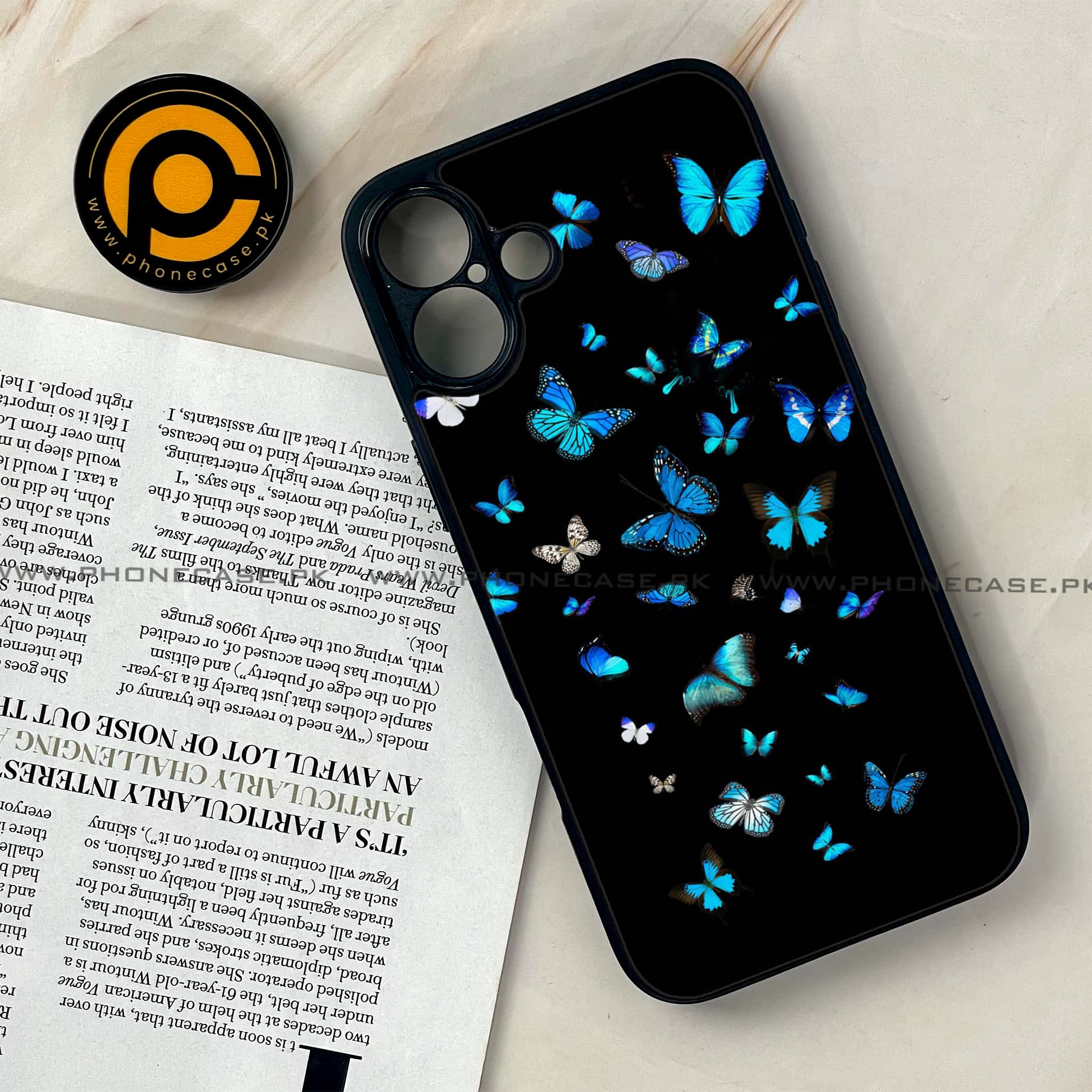 iPhone 16 Plus -   Butterflies Design - Premium Metal Printed soft Bumper shock Proof Case