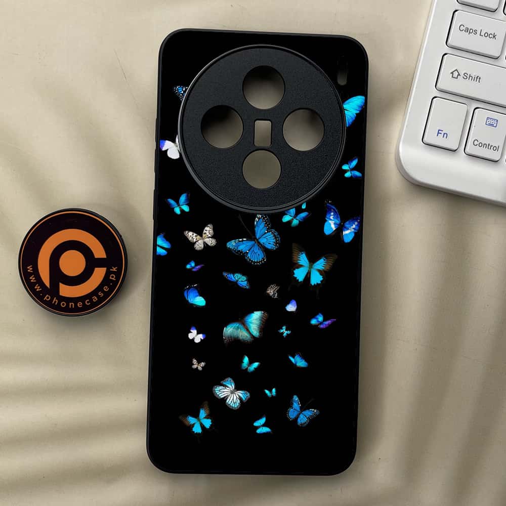Vivo X200 - Butterflies Design Series - Premium Metal  Printed soft Bumper shock Proof Case