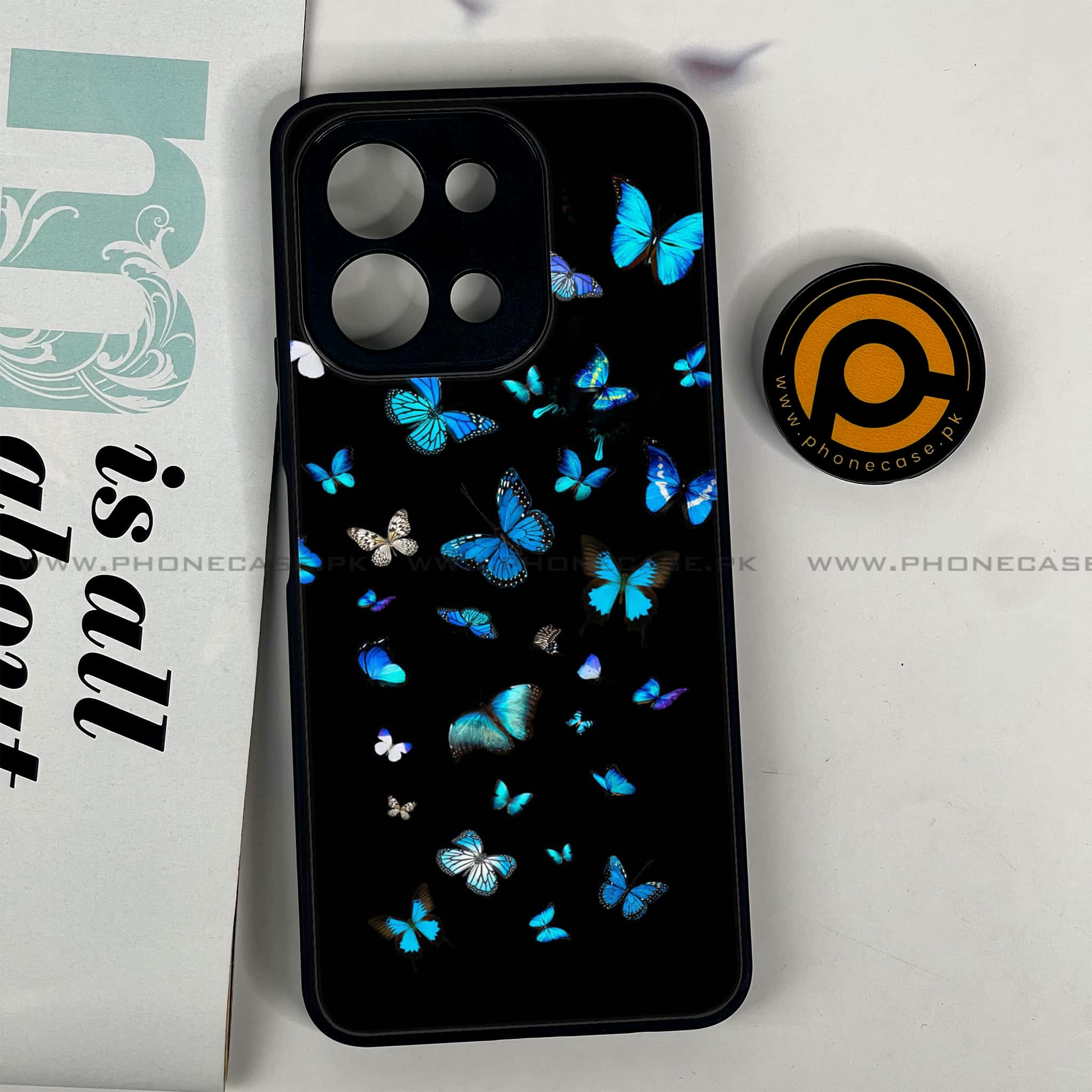 Vivo Y28 - Butterflies Design - Premium Printed Glass soft Bumper shock Proof Case