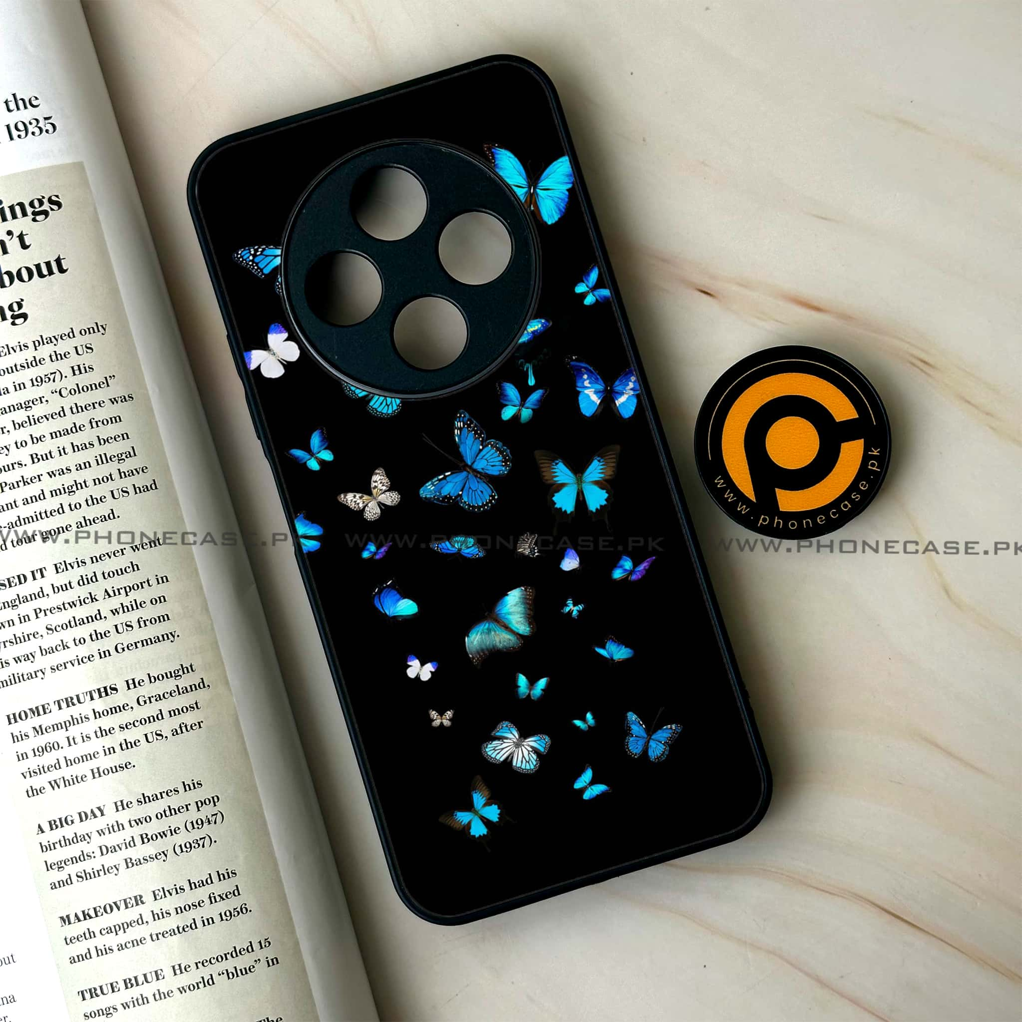 Tecno Spark 30C -  Butterflies Design Series - Premium Printed Glass soft Bumper shock Proof Case