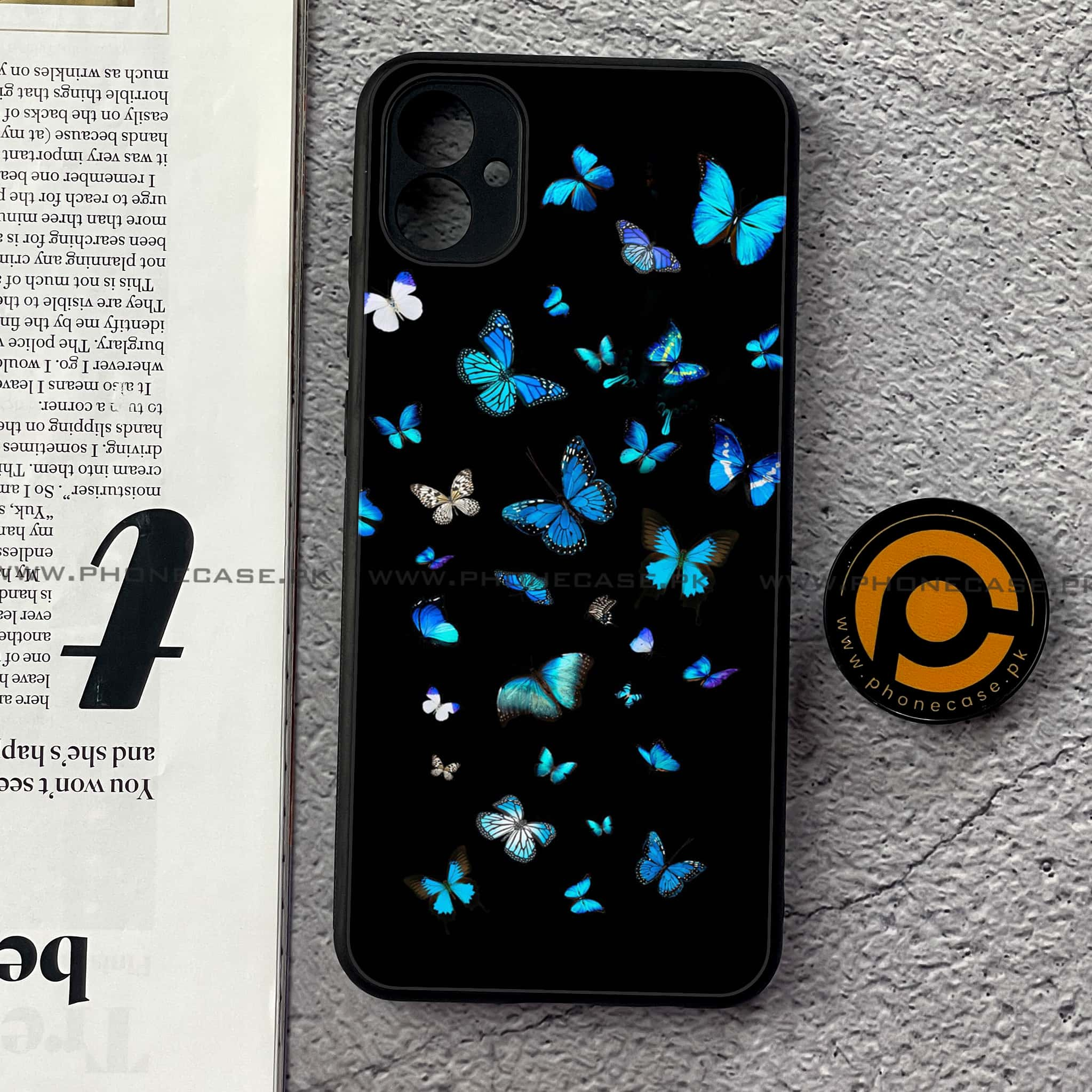 Samsung Galaxy A04e - Butterflies Design - Premium Printed Glass soft Bumper shock Proof Case