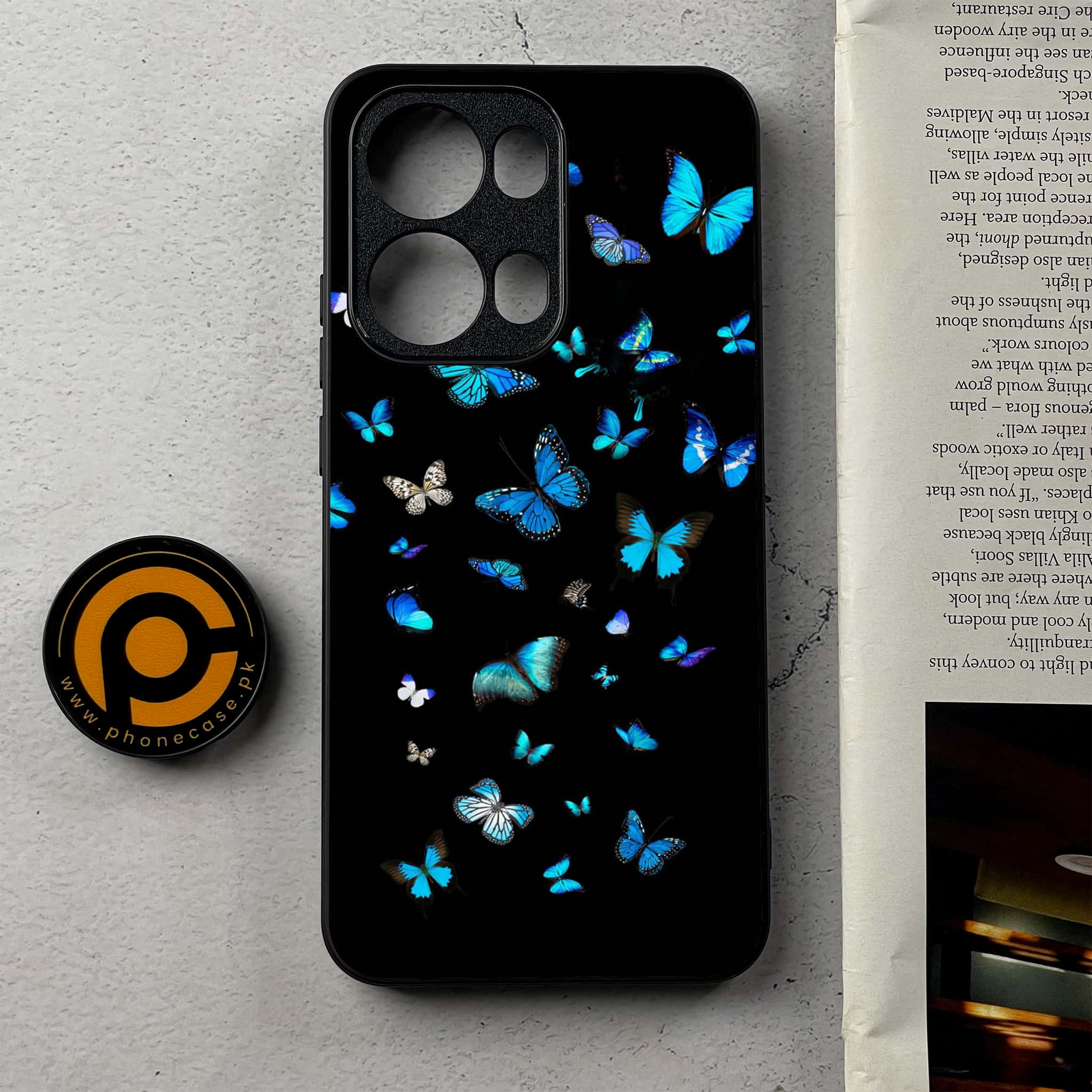 Oppo Reno 13 Pro - Butterflies Design Series - Premium Metal Printed Soft Bumper Shockproof Case