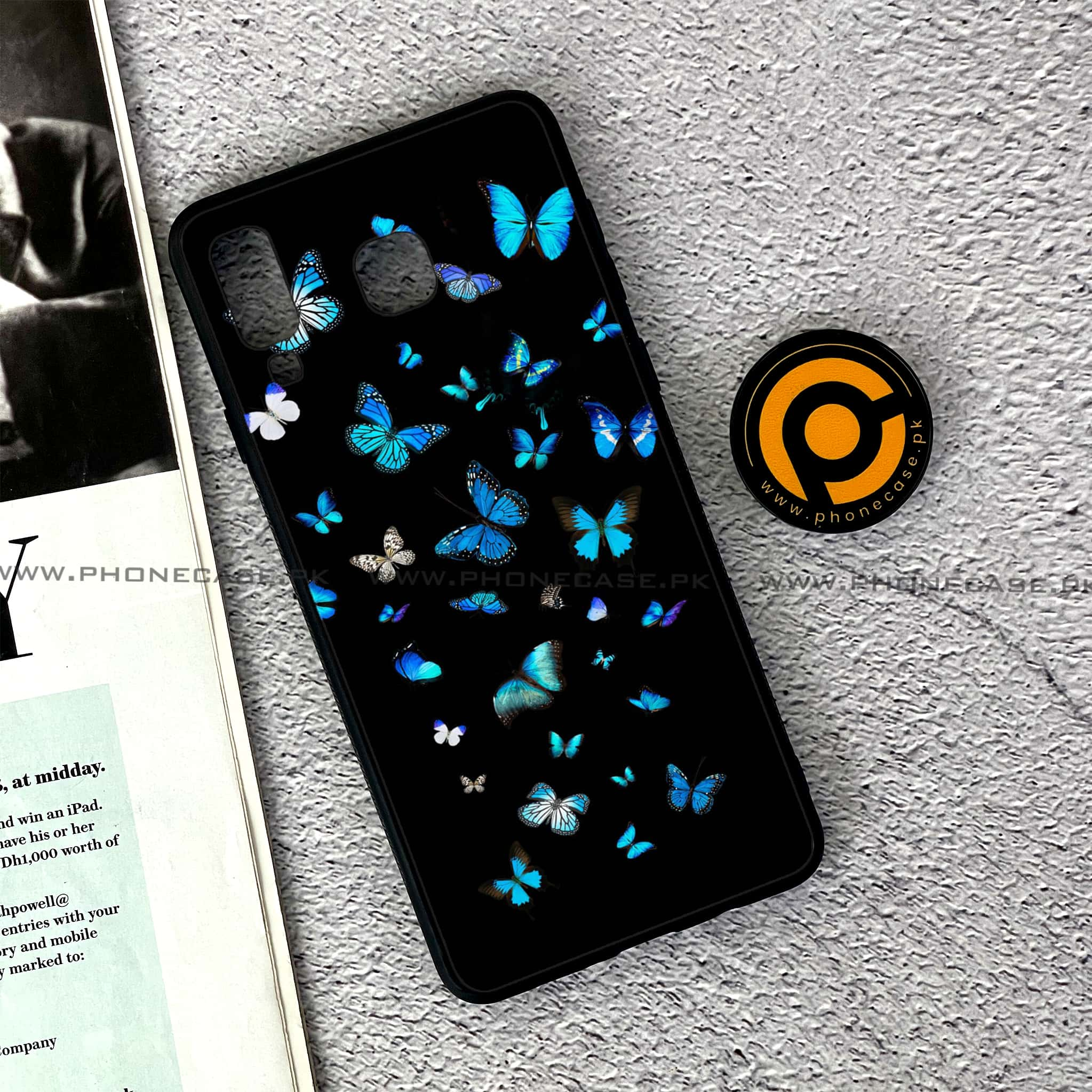 Samsung Galaxy A8 Star(A9 Star) - Butterflies Design Series - Premium Printed Glass soft Bumper shock Proof Case