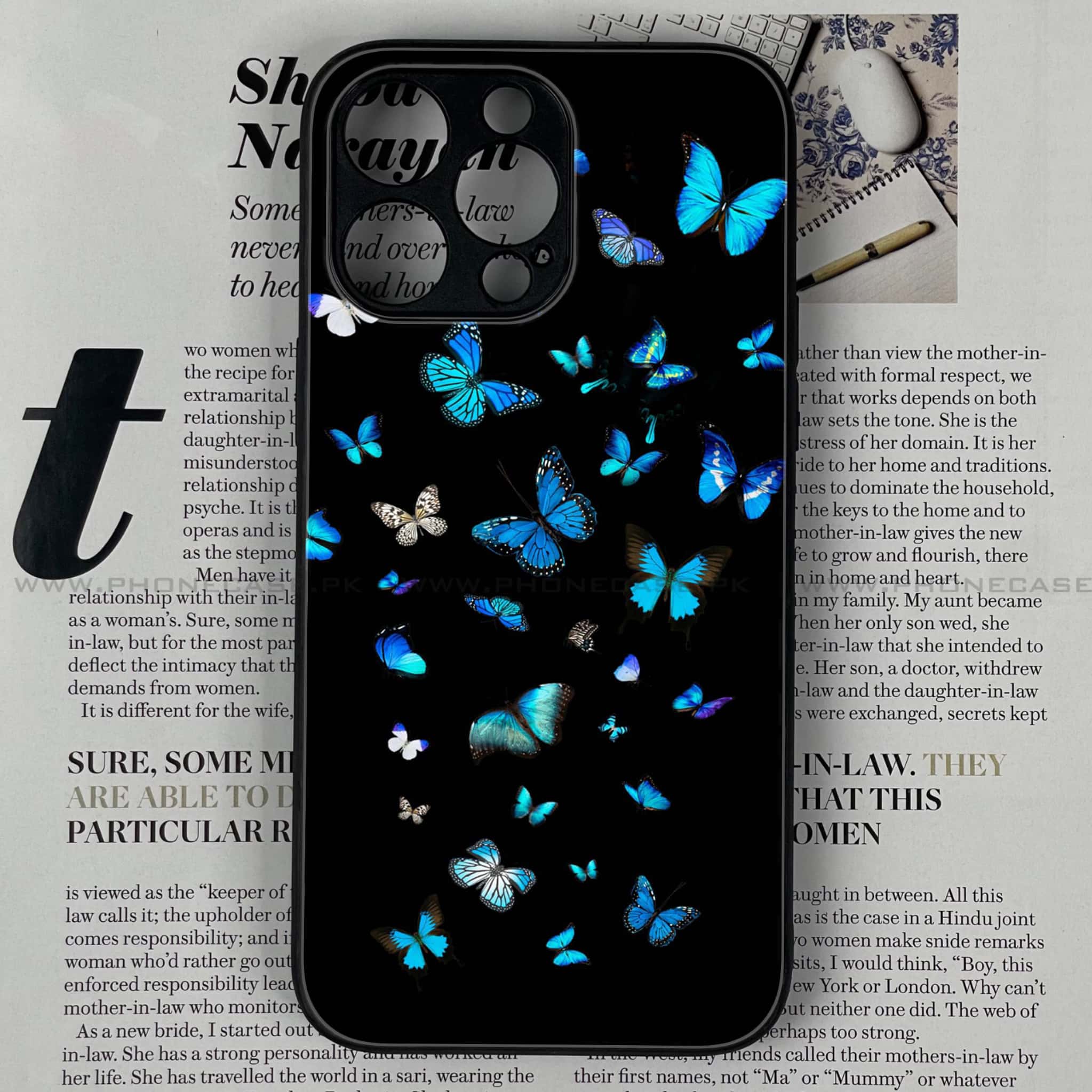 iPhone 14 Pro Max - Butterflies Design Series - Premium Metal Printed soft Bumper shock Proof Case