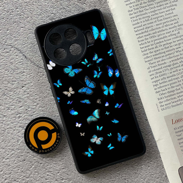 Tecno Spark 20 pro plus - Butterflies Design 4  - Premium Metal Printed soft Bumper shock Proof Case CS-39522