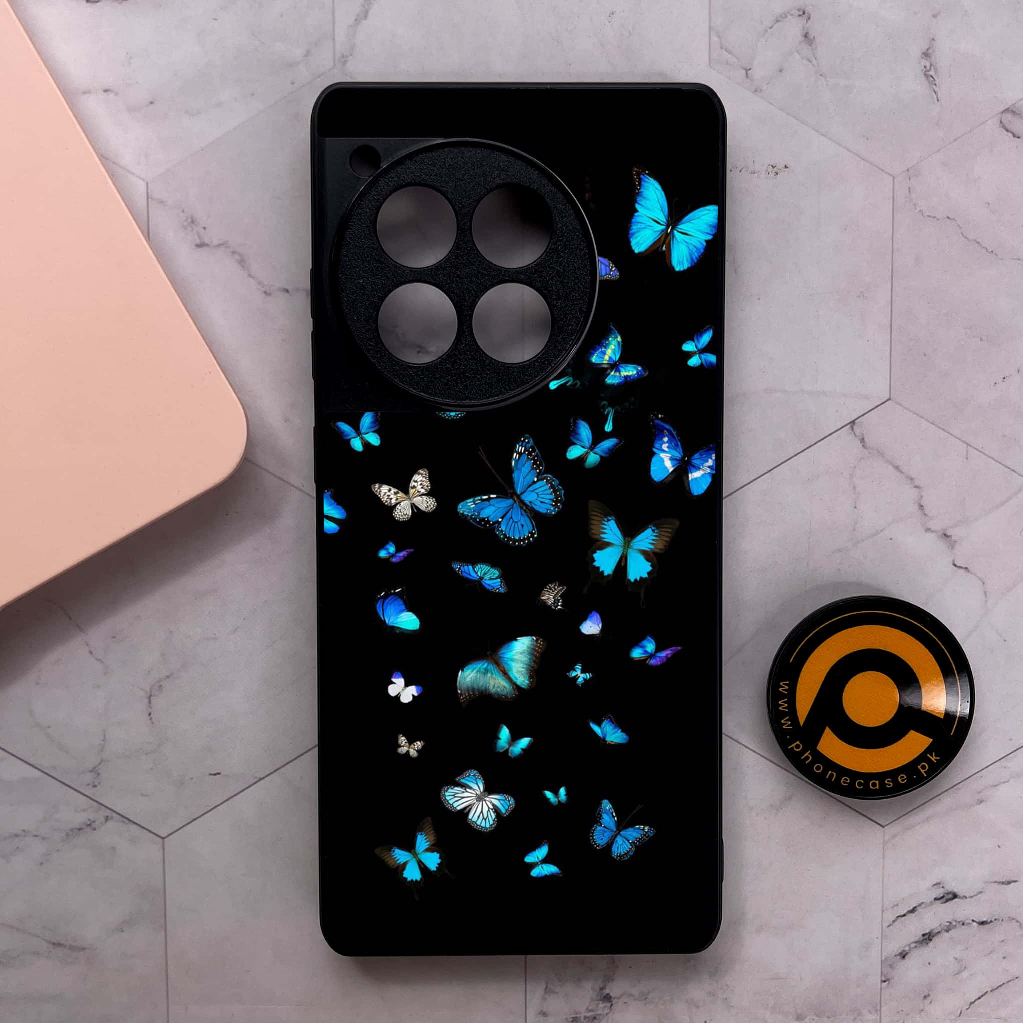 OnePlus 12R - Butterflies Design Series - Premium Metal Printed soft Bumper shock Proof Case