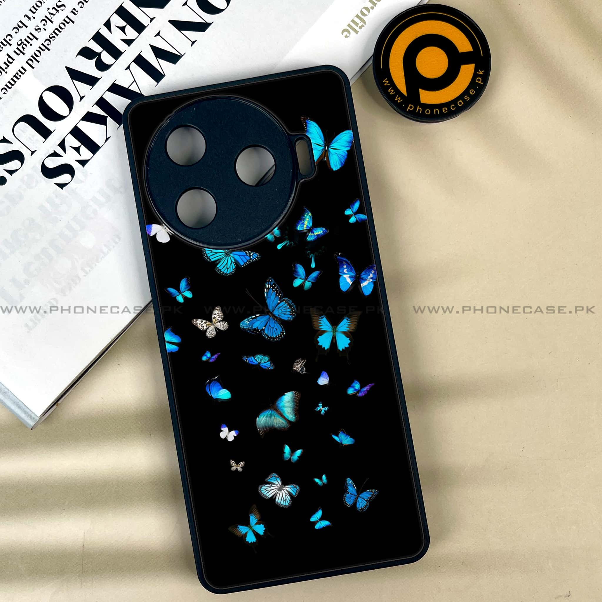 Tecno Camon 30 Pro - Butterflies Design - Premium Printed Glass soft Bumper shock Proof Case