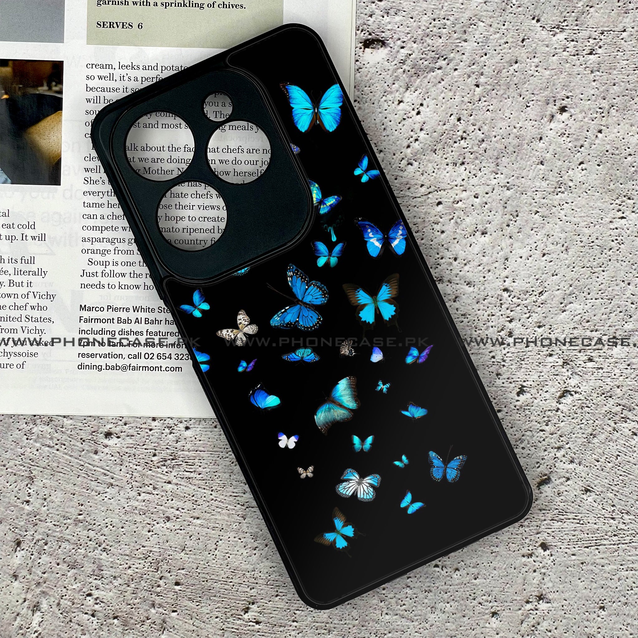 Infinix Hot 40 - Butterflies Design - Premium Printed Glass soft Bumper shock Proof Case