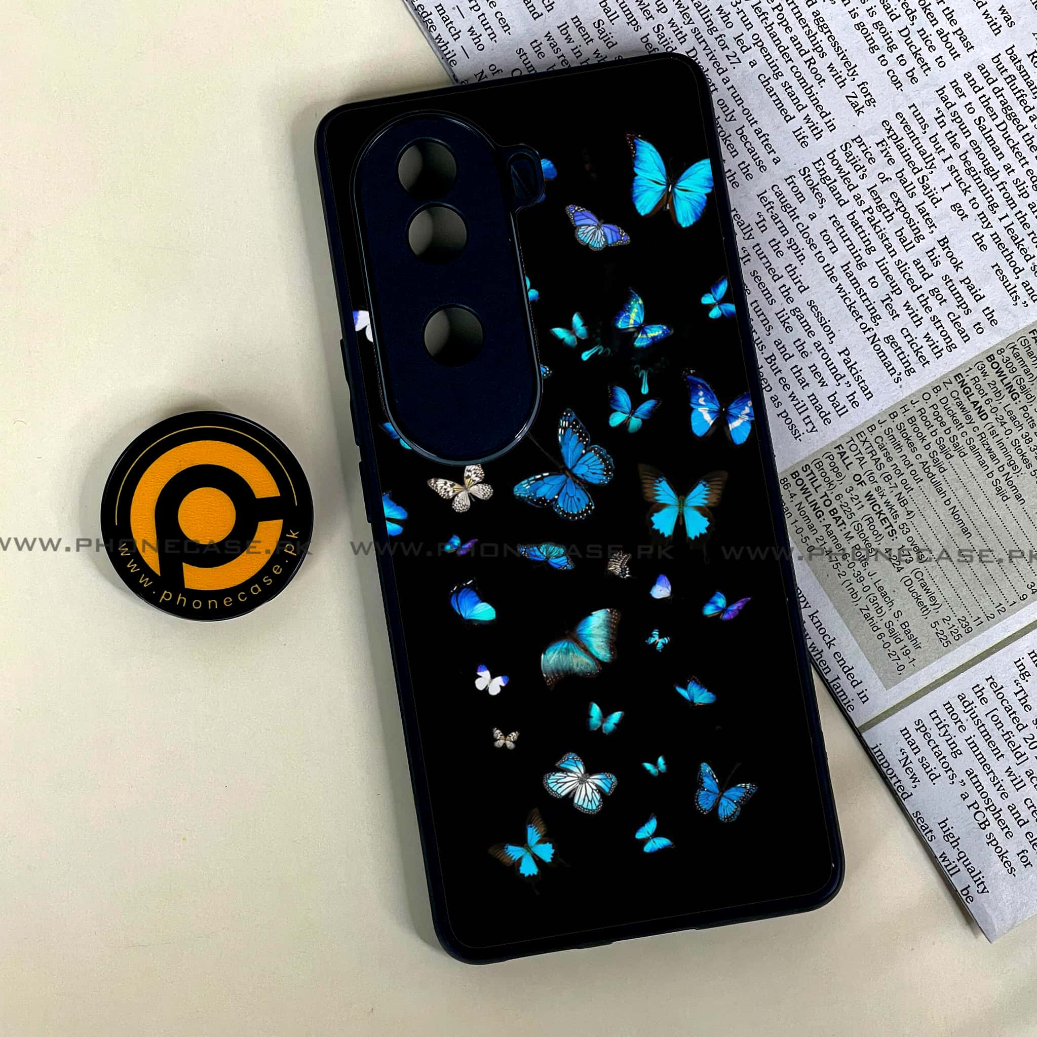 Vivo V40e - Butterflies Design - Premium Printed Glass soft Bumper shock Proof Case