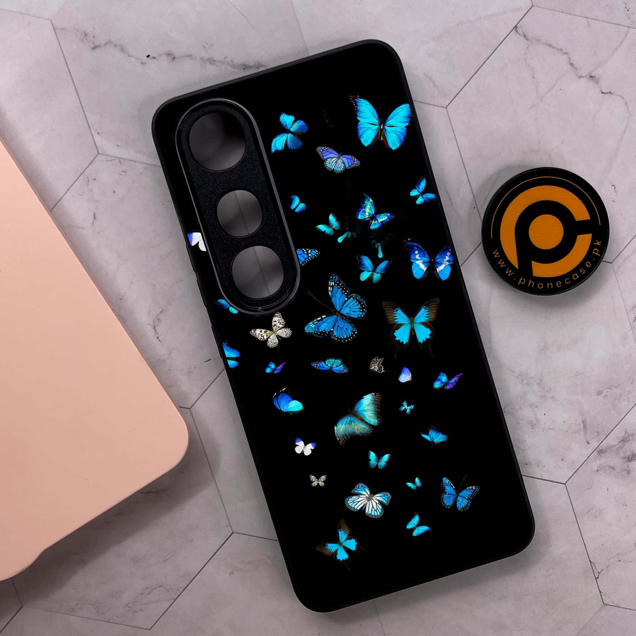 Vivo V50 Lite - Butterflies Design Series - Premium Metal Printed soft Bumper shock Proof Case