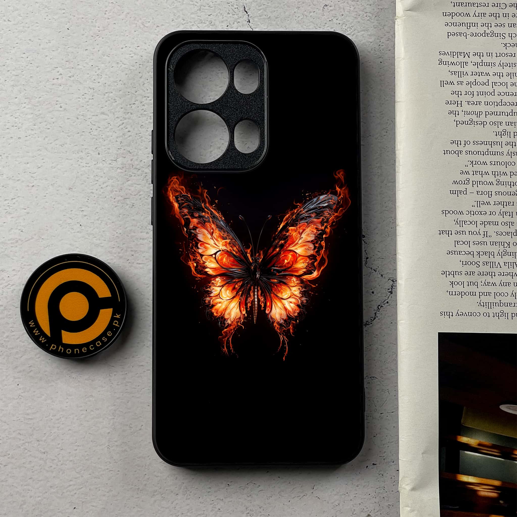 Oppo Reno 13 Pro - Butterflies Design Series - Premium Metal Printed Soft Bumper Shockproof Case