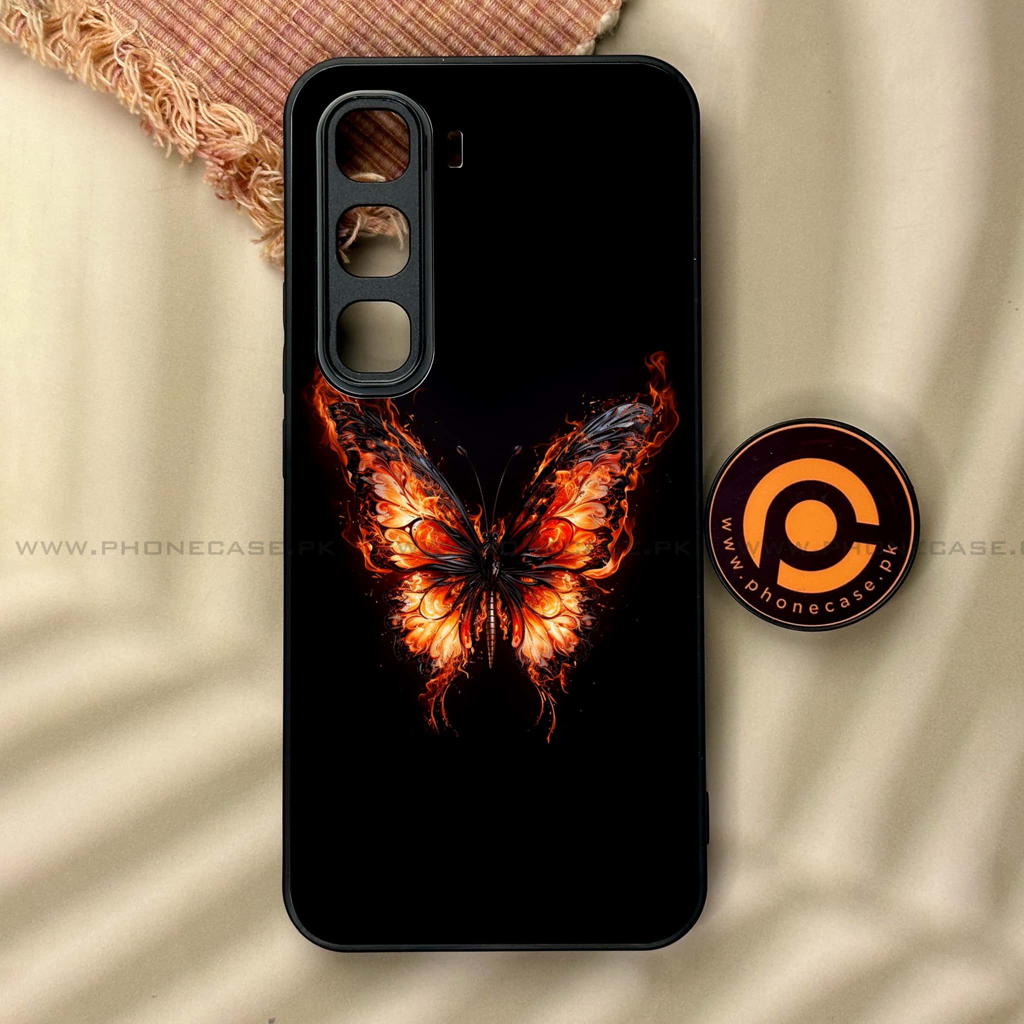 Infinix Hot 60 Pro - Butterflies Design Series - Premium Metal Printed soft Bumper shock Proof Case