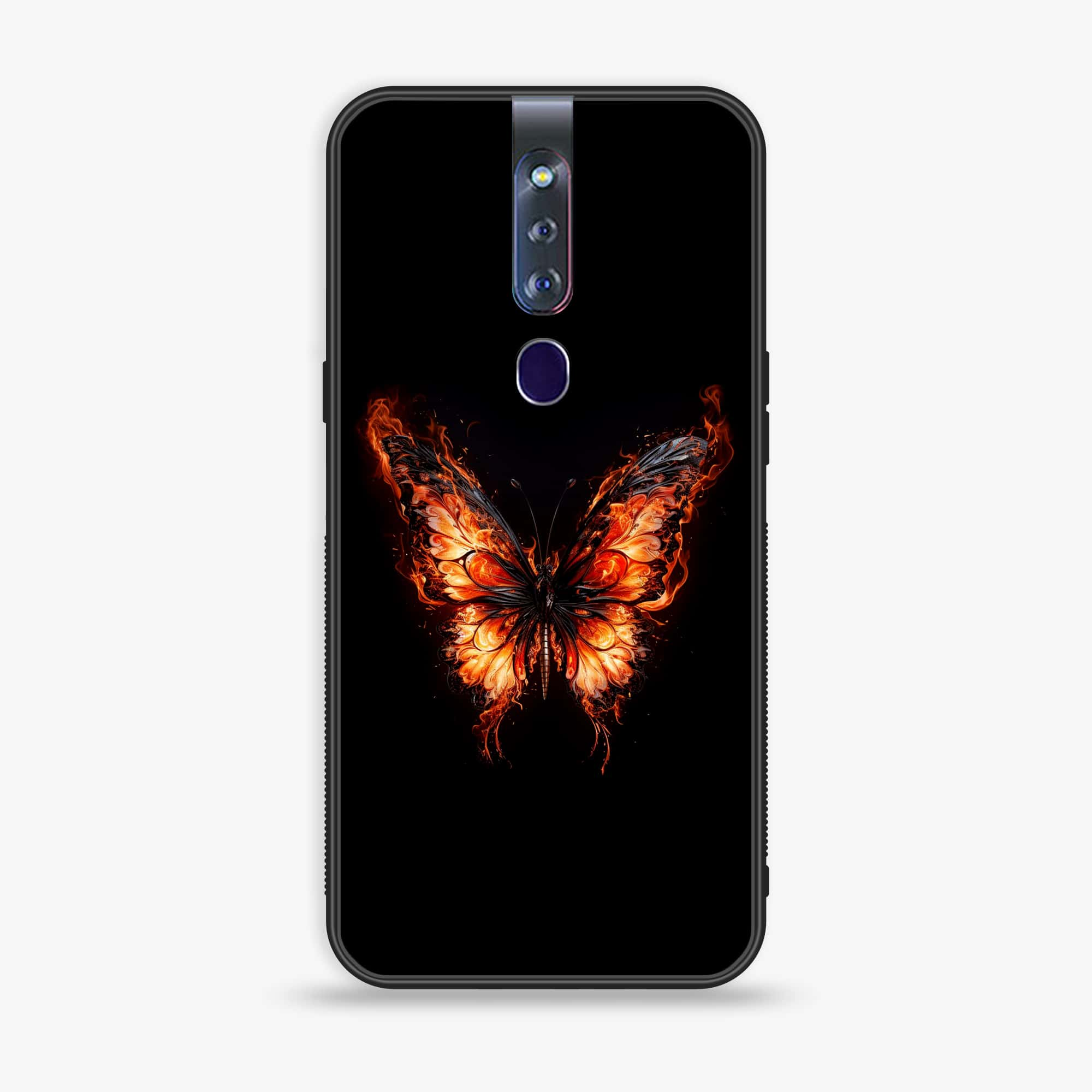 Oppo F11 Pro Butterflies Design Series Premium Printed Glass soft Bumper shock Proof Case