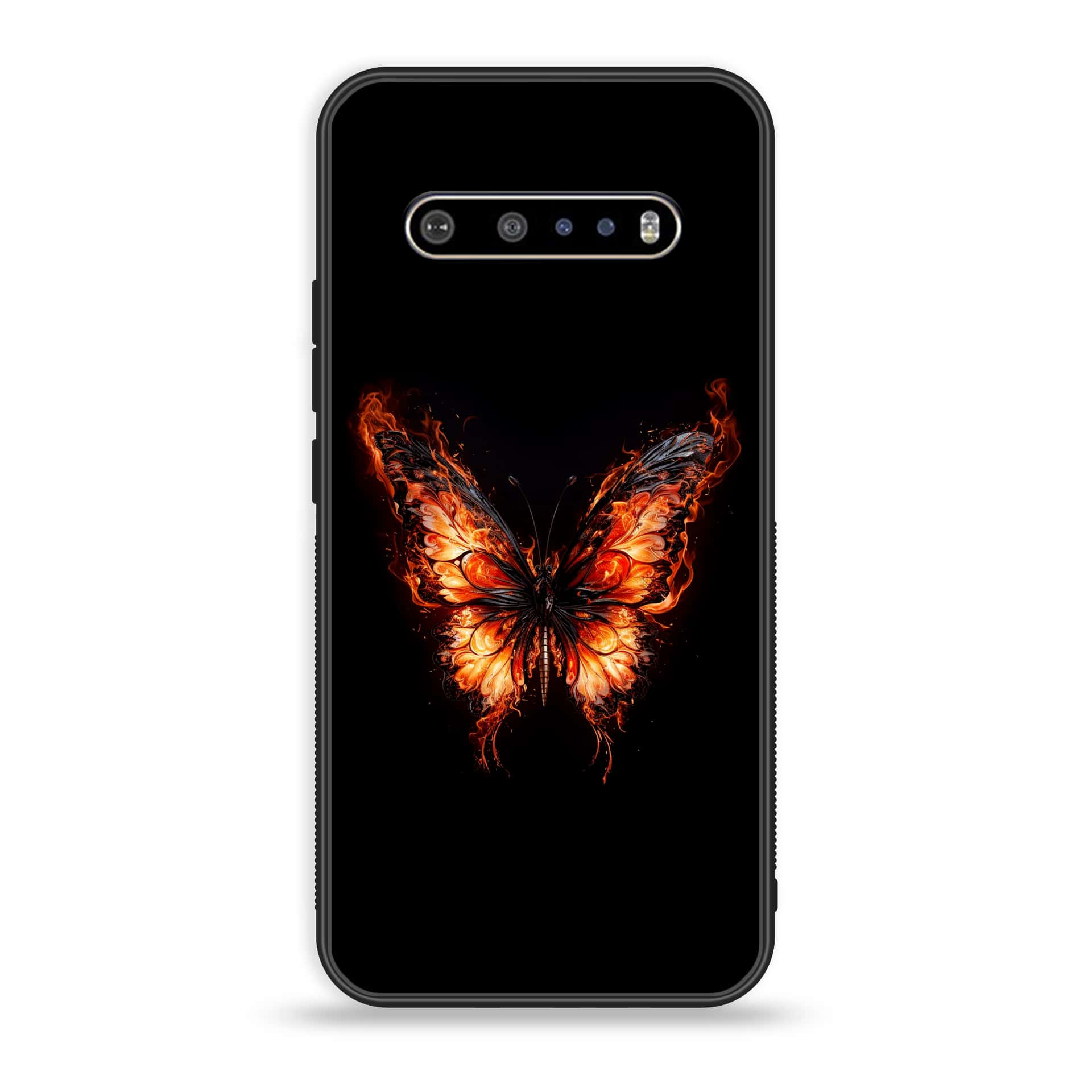 LG V60 Butterflies Design Series Premium Printed Glass soft Bumper shock Proof Case