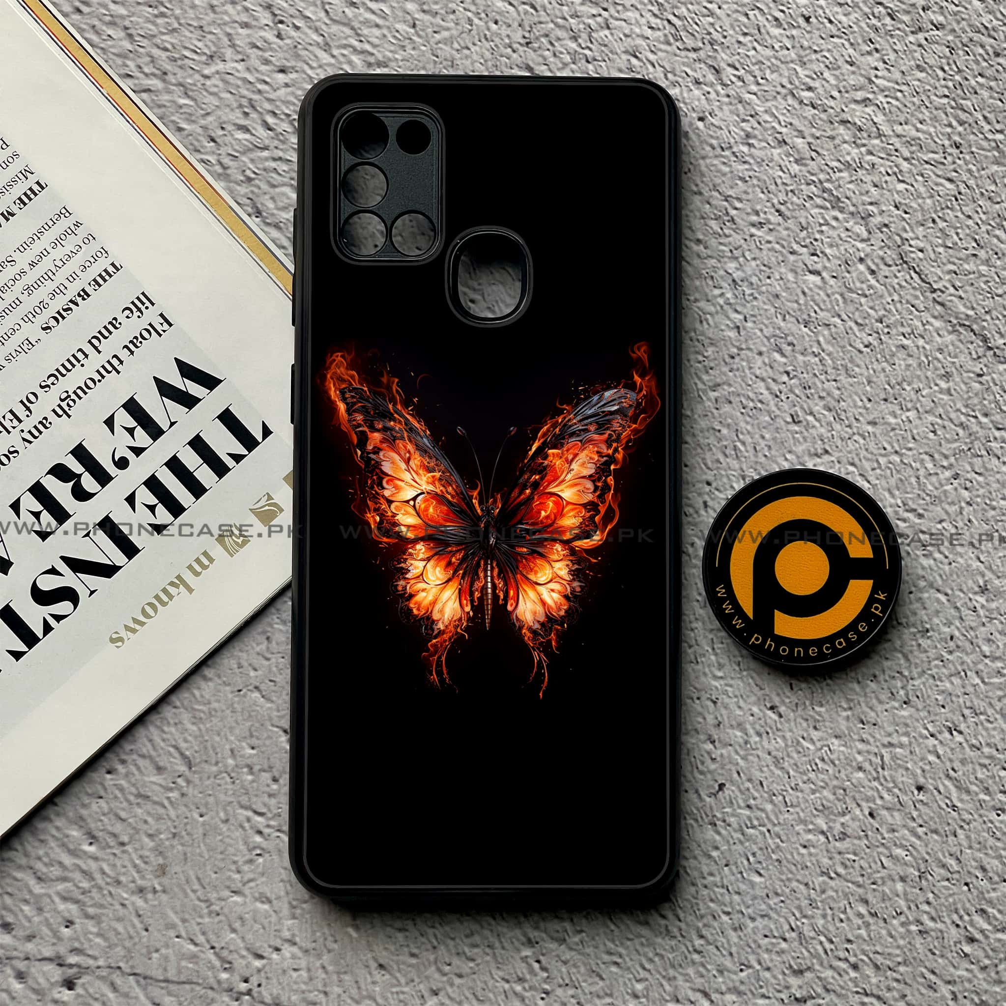 Samsung Galaxy A21s - Butterflies Design Series - Premium Printed Glass soft Bumper shock Proof Case