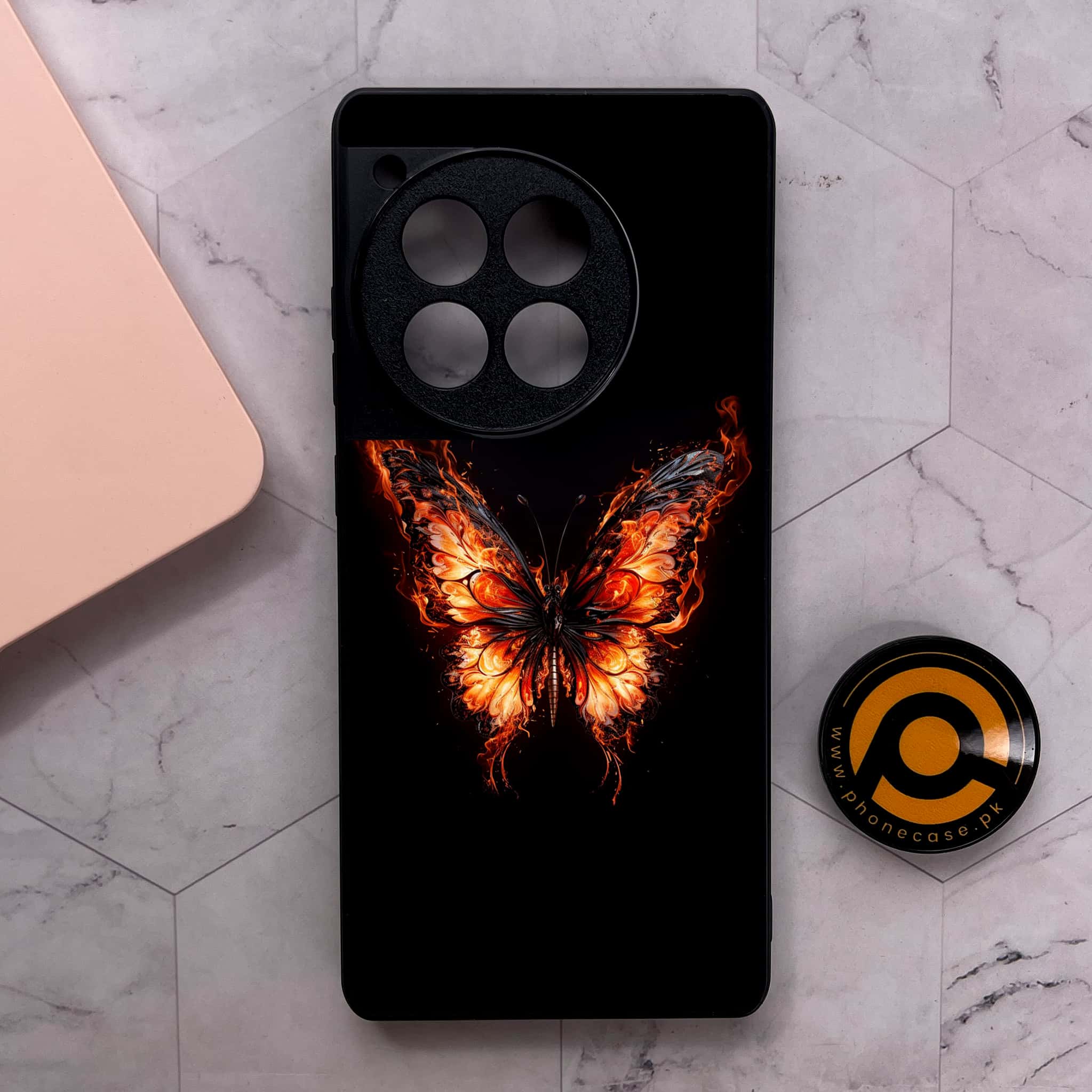 OnePlus 12R - Butterflies Design Series - Premium Metal Printed soft Bumper shock Proof Case