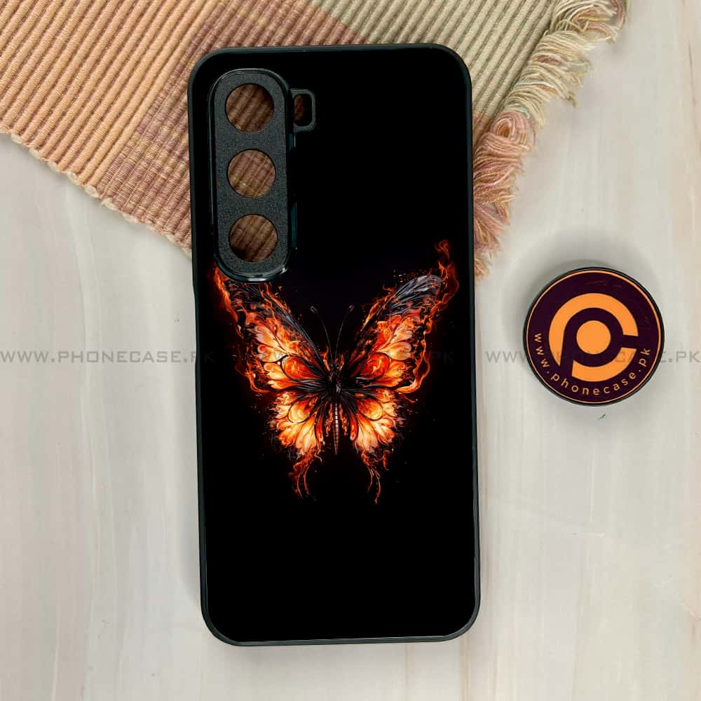 Infinix Hot 60i - Butterflies Design Series - Premium Metal Printed soft Bumper shock Proof Case
