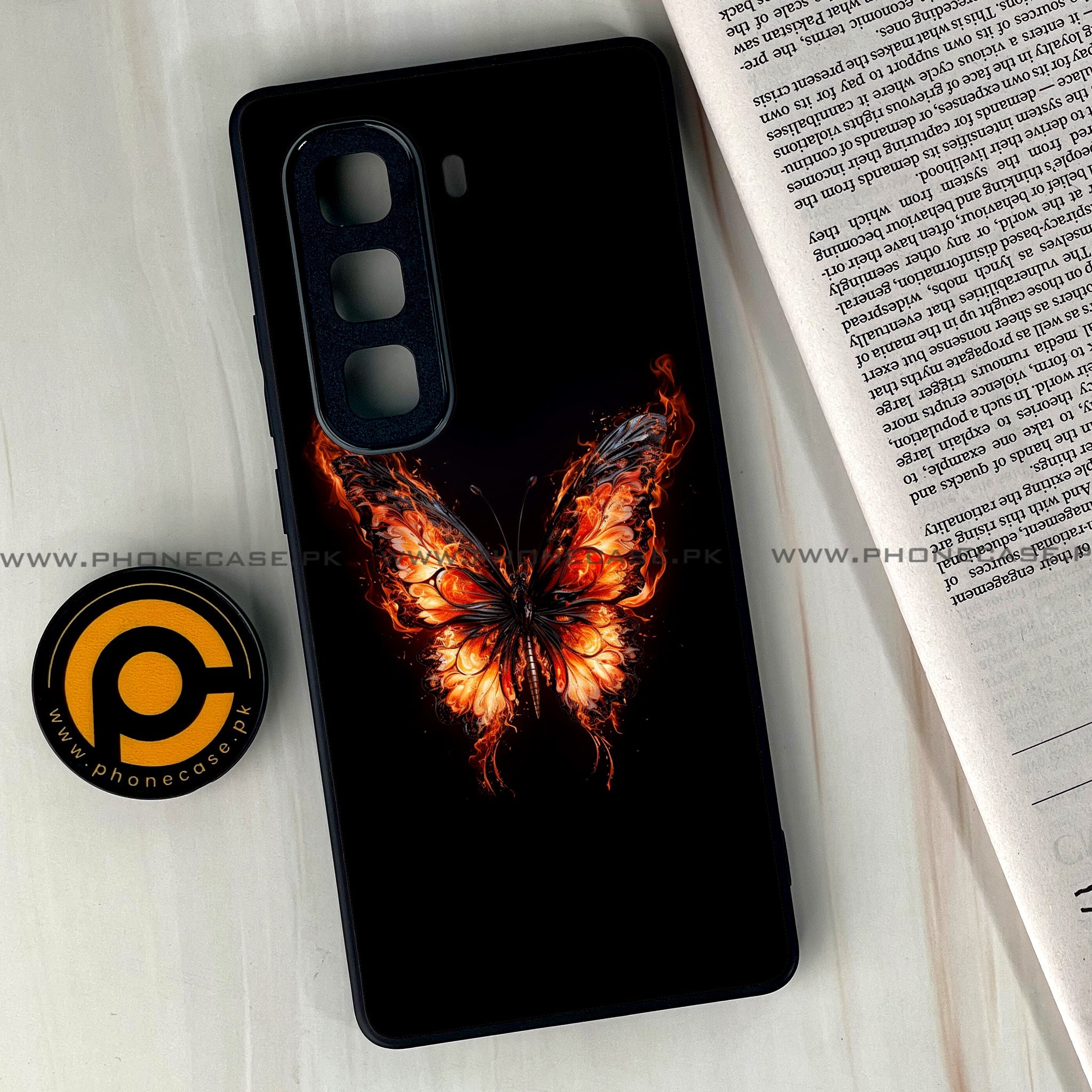 Infinix Hot 60 Pro Plus - Butterflies Design Series - Premium Metal Printed soft Bumper shock Proof Case