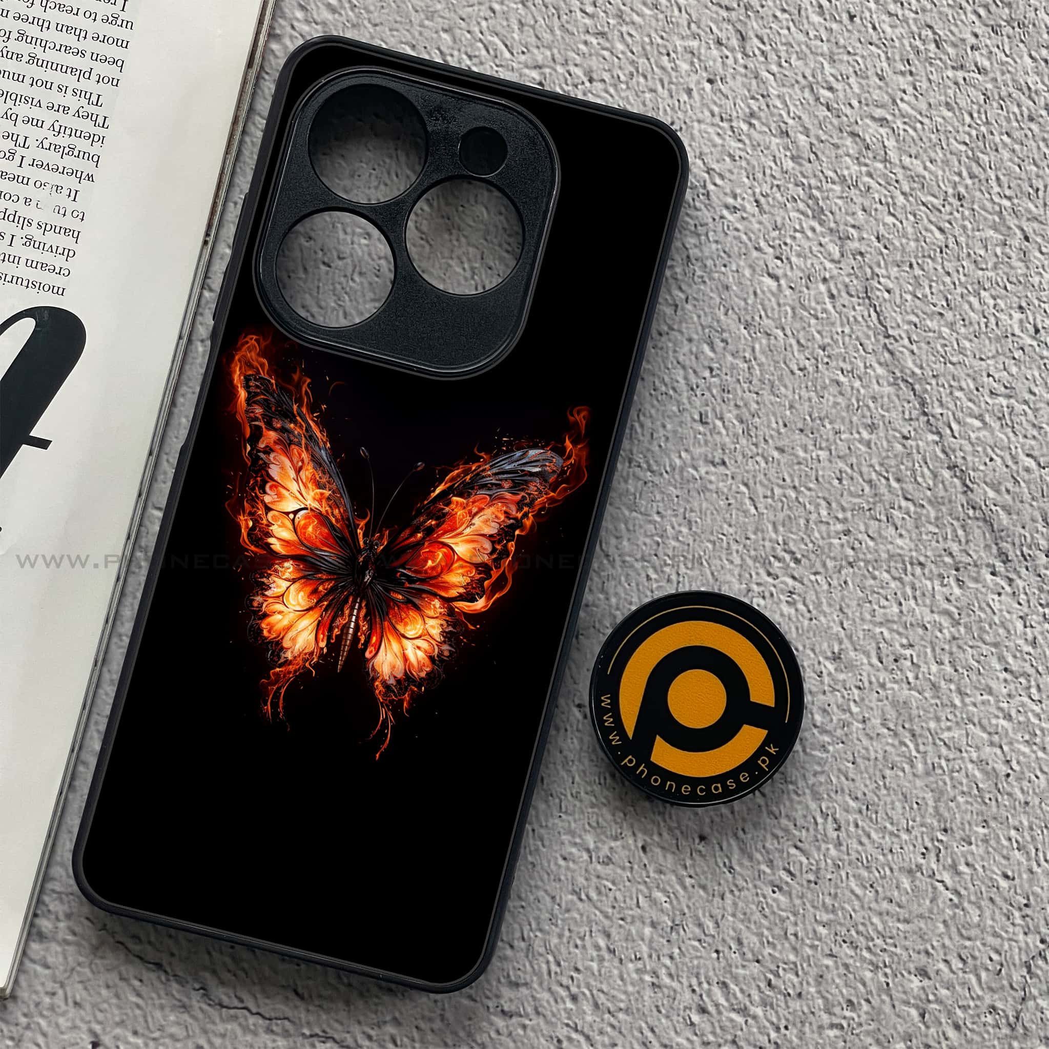 Infinix Smart 8 - Butterflies Design Series - Premium Metal Printed soft Bumper shock Proof Case