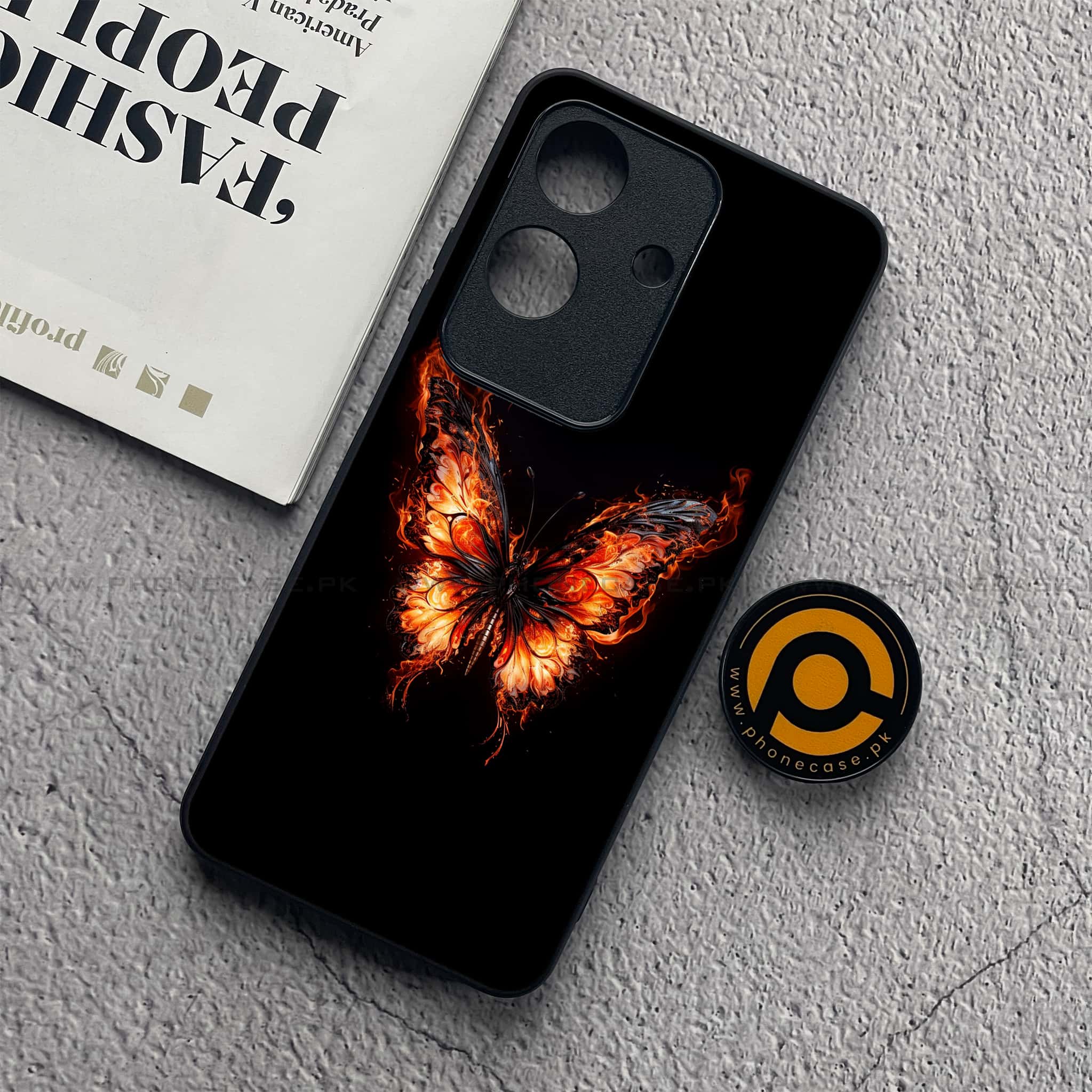 Realme Note 60x - Butterflies Design Series - Premium Metal  Printed soft Bumper shock Proof Case