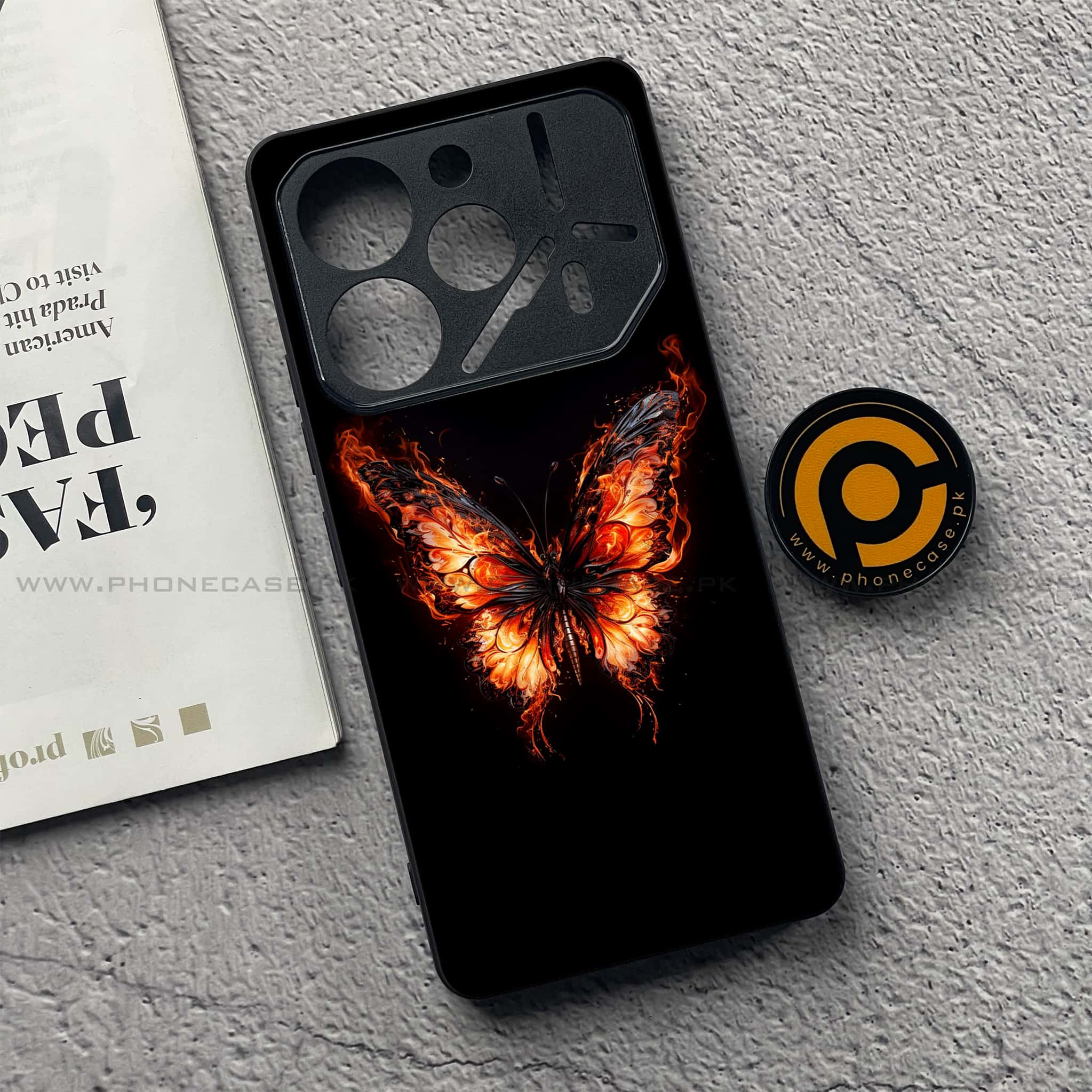 Tecno Pova 6 Pro - Butterflies Design Series - Premium Printed Glass soft Bumper shock Proof Case