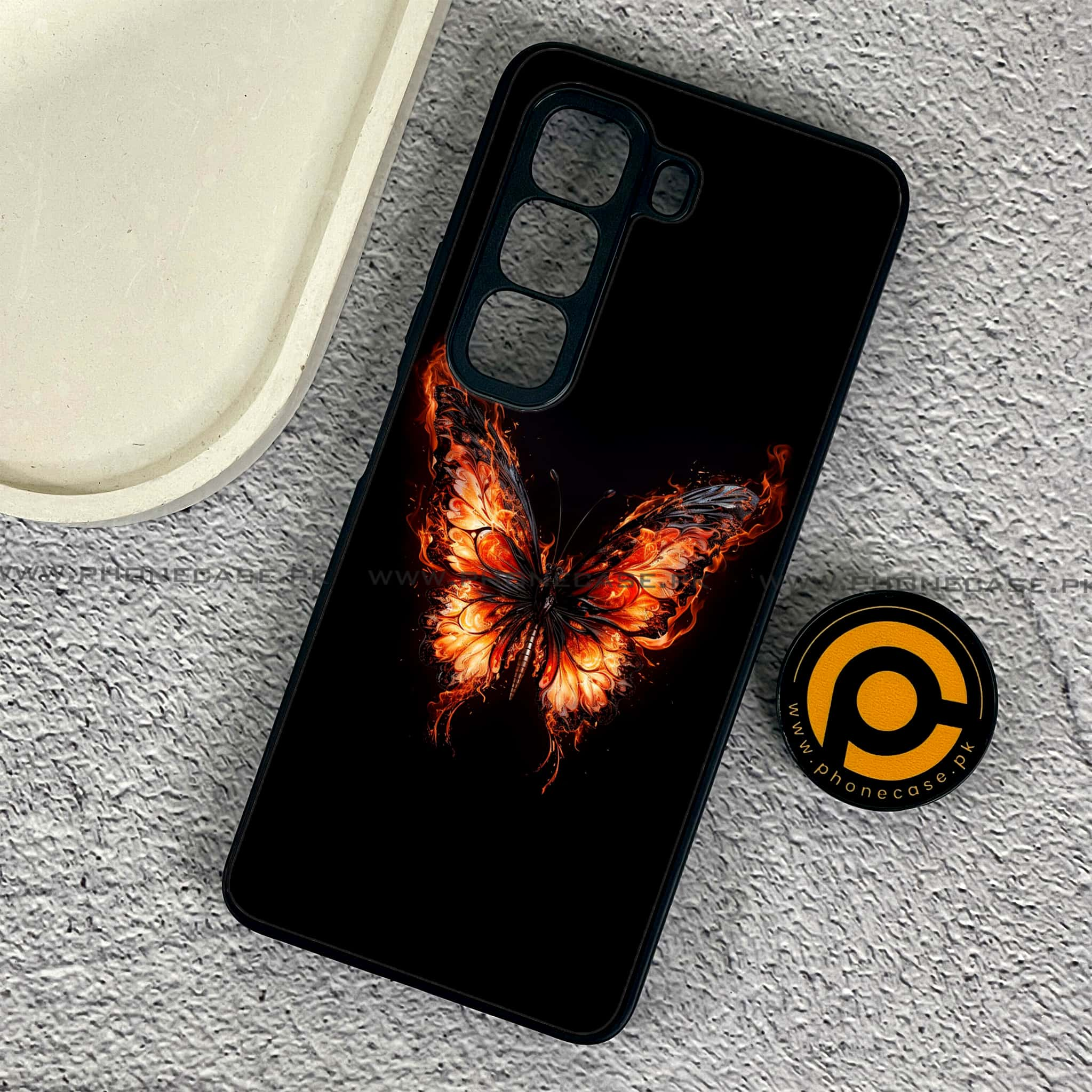 Infinix Hot 50 4G - Butterflies Design Series - Premium Printed Glass soft Bumper shock Proof Case