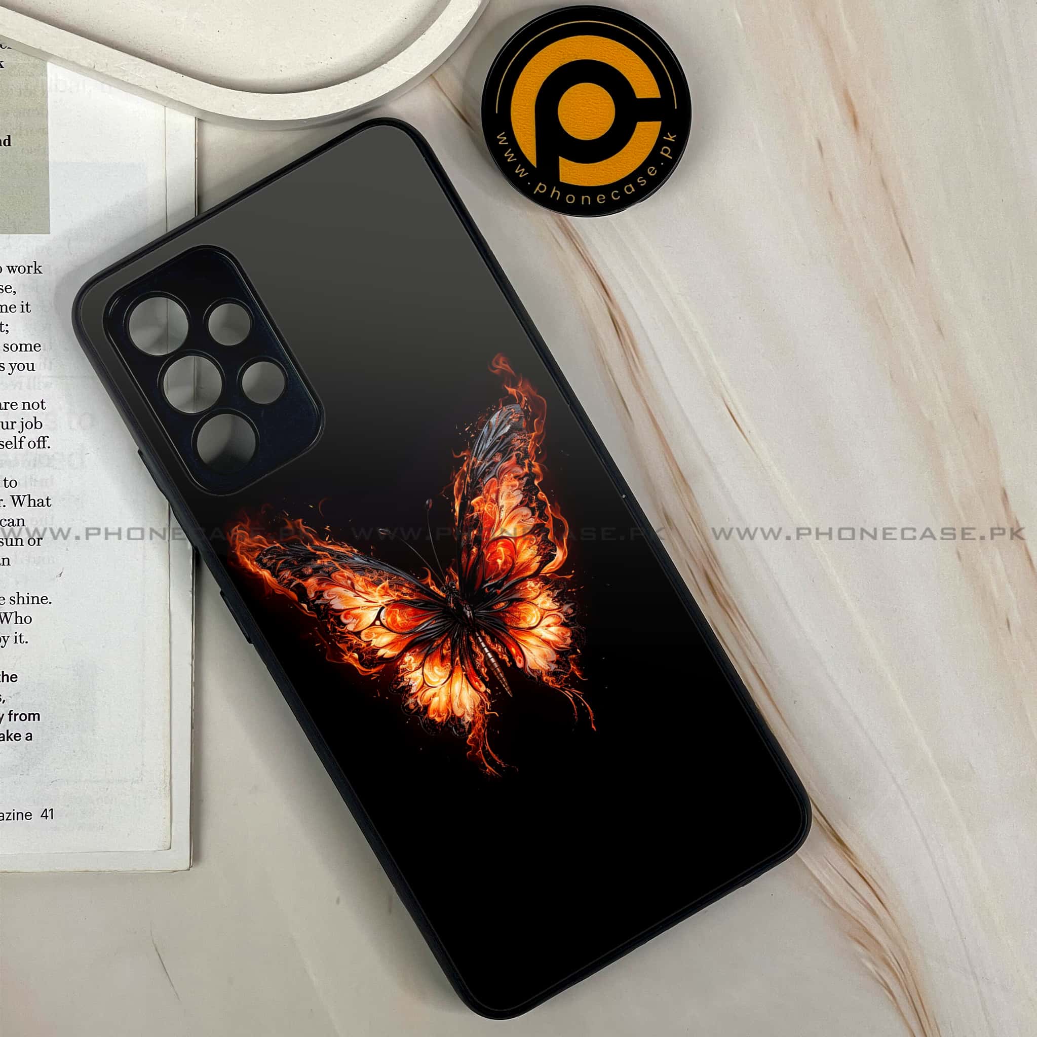 Galaxy A32 - Butterflies Design Series - Premium Printed Glass soft Bumper shock Proof Case