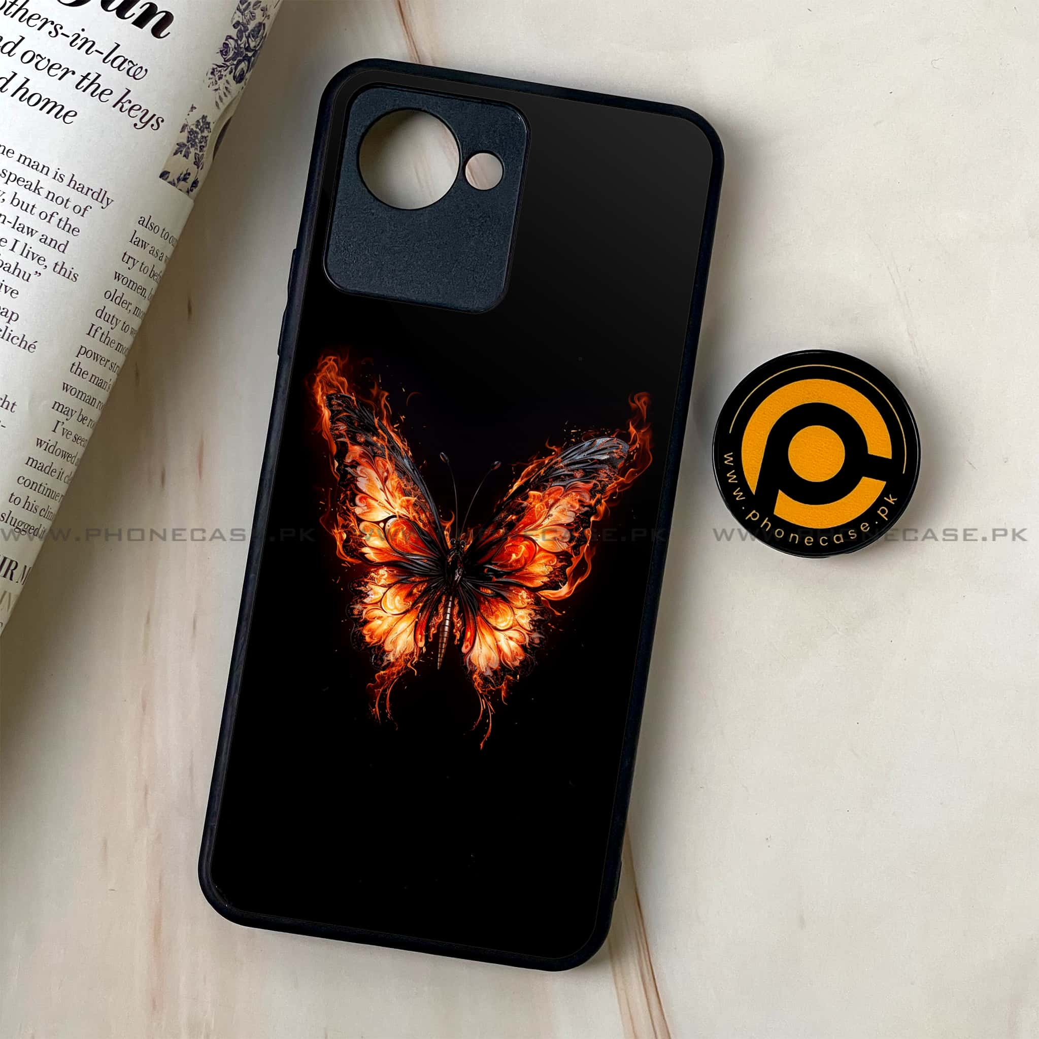 Realme C30 - Butterflies Design Series - Premium Printed Glass soft Bumper shock Proof Case