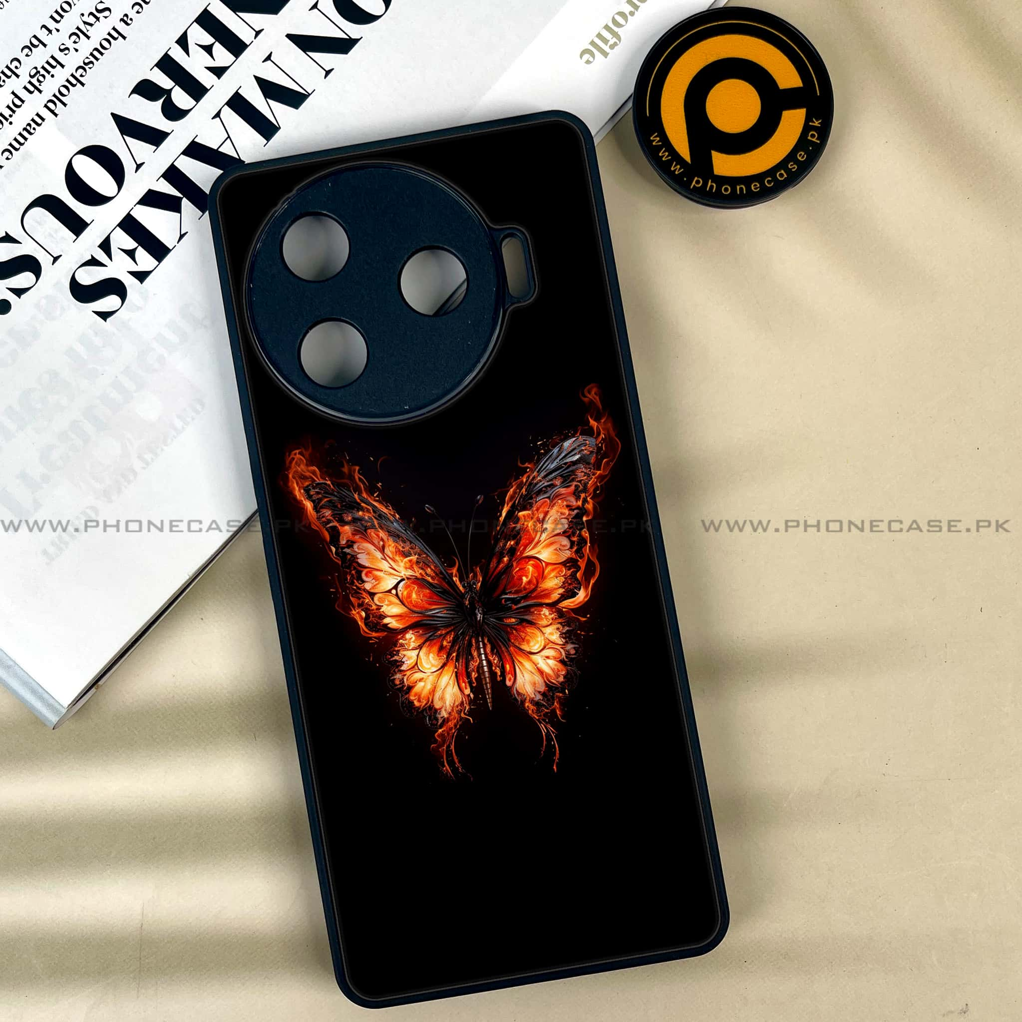 Tecno Camon 30 Pro - Butterflies Design - Premium Printed Glass soft Bumper shock Proof Case