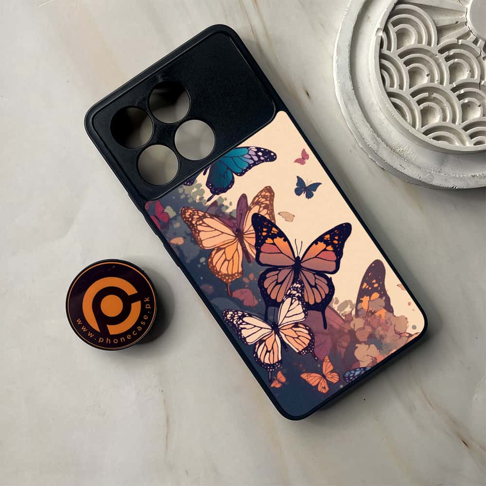 Xiaomi Poco F6 Pro - Butterflies Design Series - Premium Metal Printed soft Bumper shock Proof Case